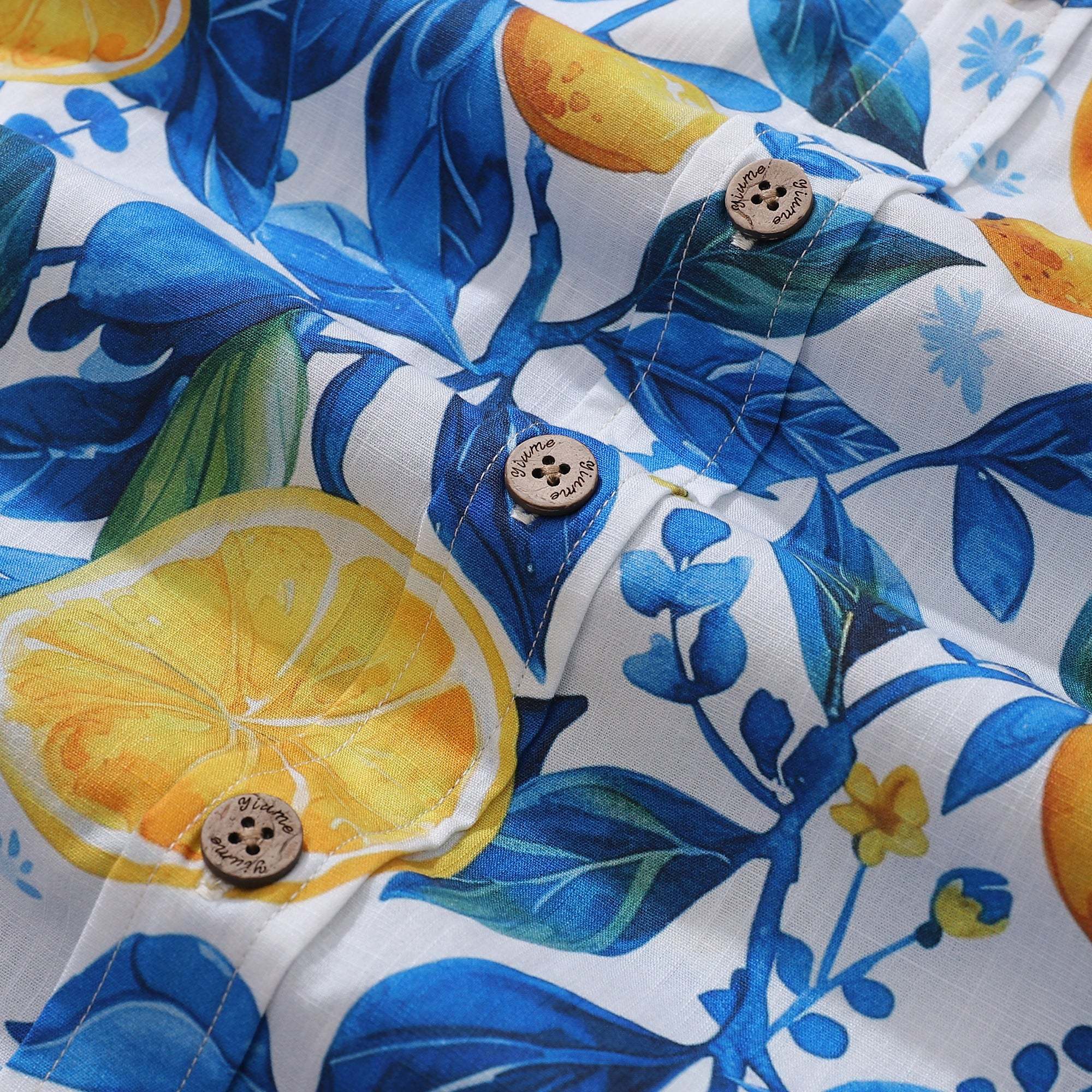 Yiume Hawaiian Shirt For Men Button-down Lemon Shirt Short Sleeve 100% Cotton Shirt Summer Lemon By Sun
