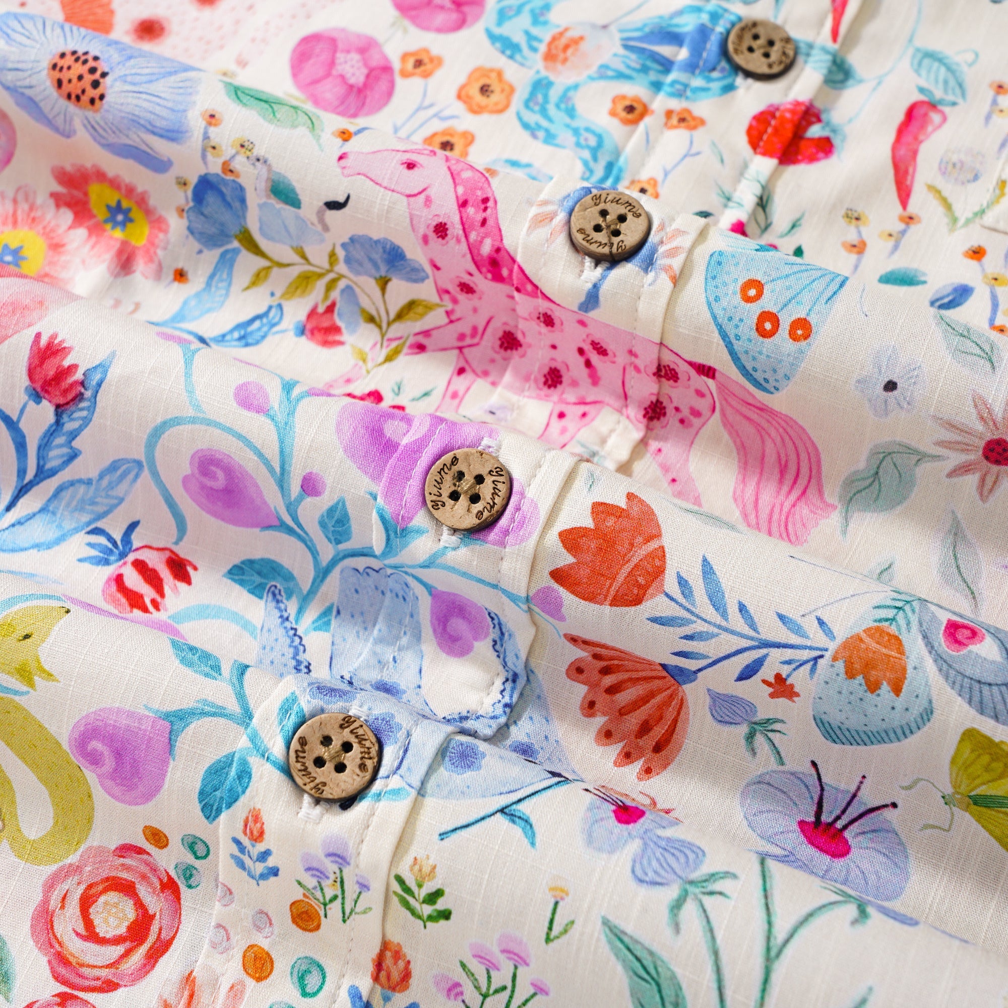 Men's Hawaiian Shirt Short Sleeve Button-down 100% Cotton Aloha Enchanted Wildlife By Huan huan