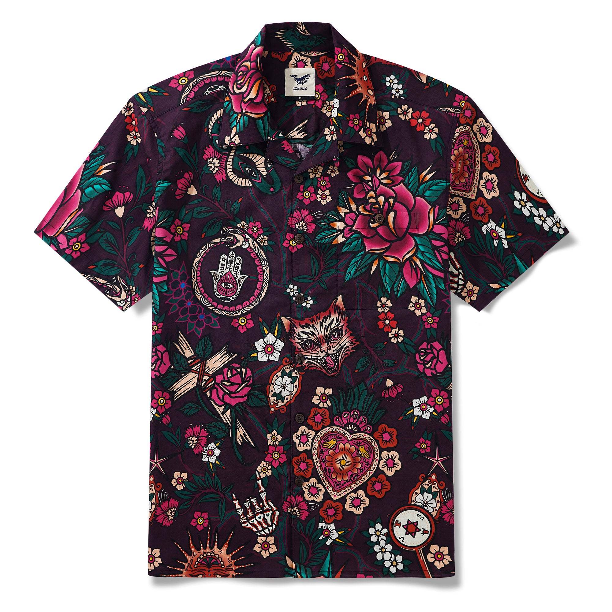 Valentine's Day Gift Hawaiian Love Shirt 100% Cotton Men's Short Sleeve Camp Collar Shirt Rose Red Aloha The Singular Affection By Sun