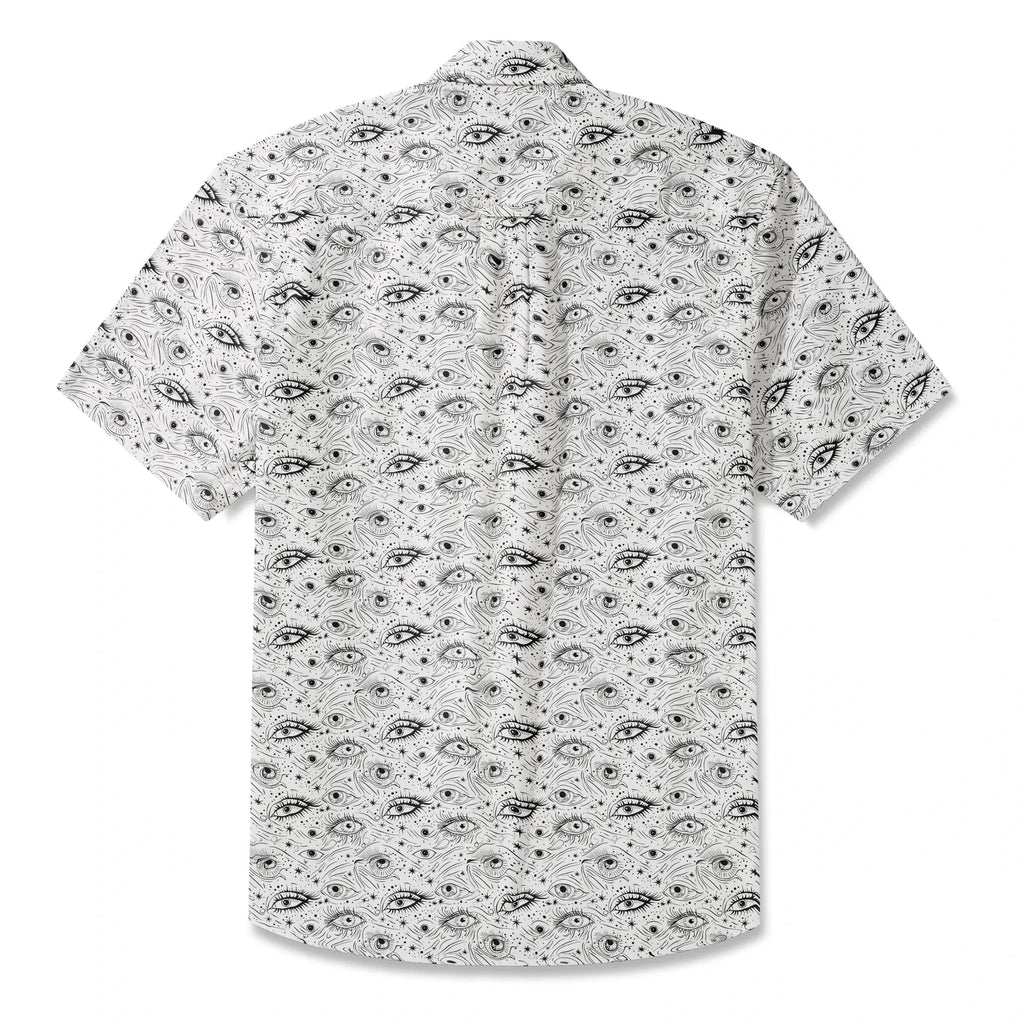 LeosWare® Chemise hawaïenne à manches courtes pour hommes 100 % coton blanche Aloha Starry Gaze Whispers par Ann