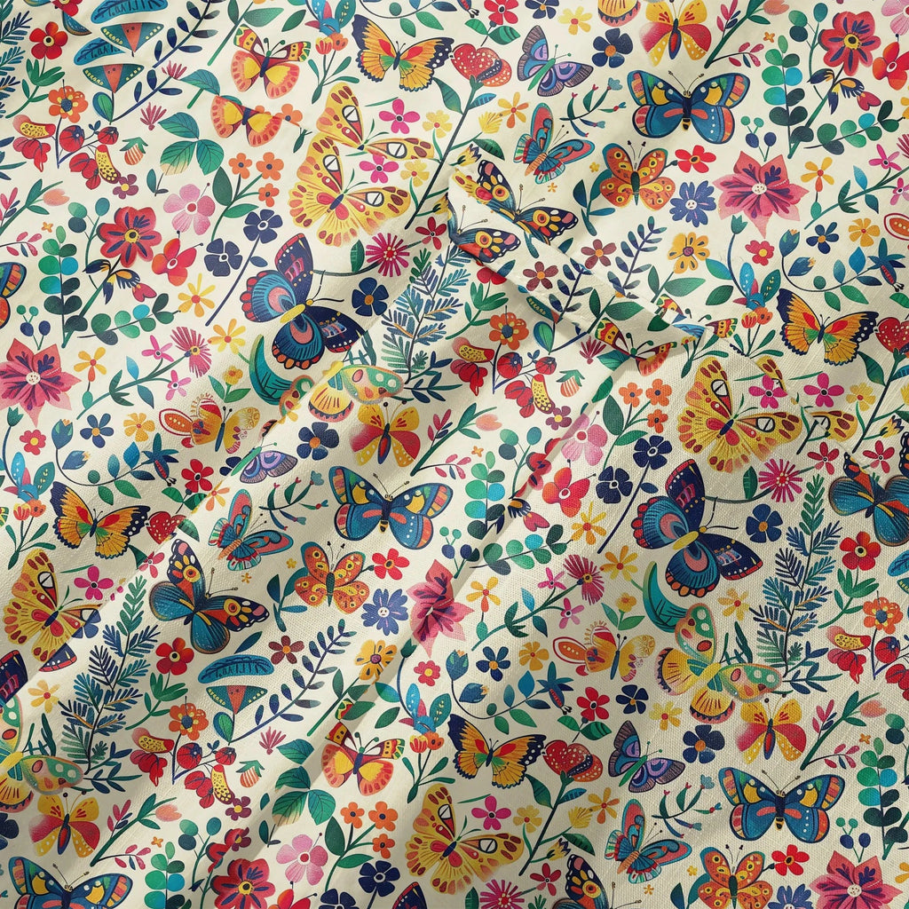 Chemise hawaïenne pour hommes LeosWare® à manches courtes avec boutons 100 % coton beige Aloha Butterflies Whispers In Full Bloom par Ann