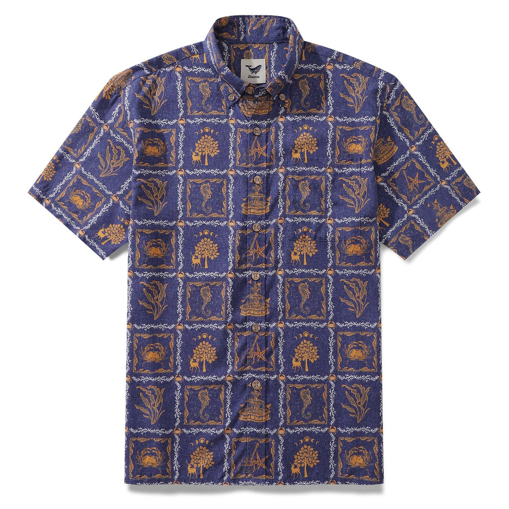 Men's Hawaiian Shirt Cancer Print Tencel™ Button-down Short Sleeve Aloha Shirt The 12 Zodiac Signs By Sherry