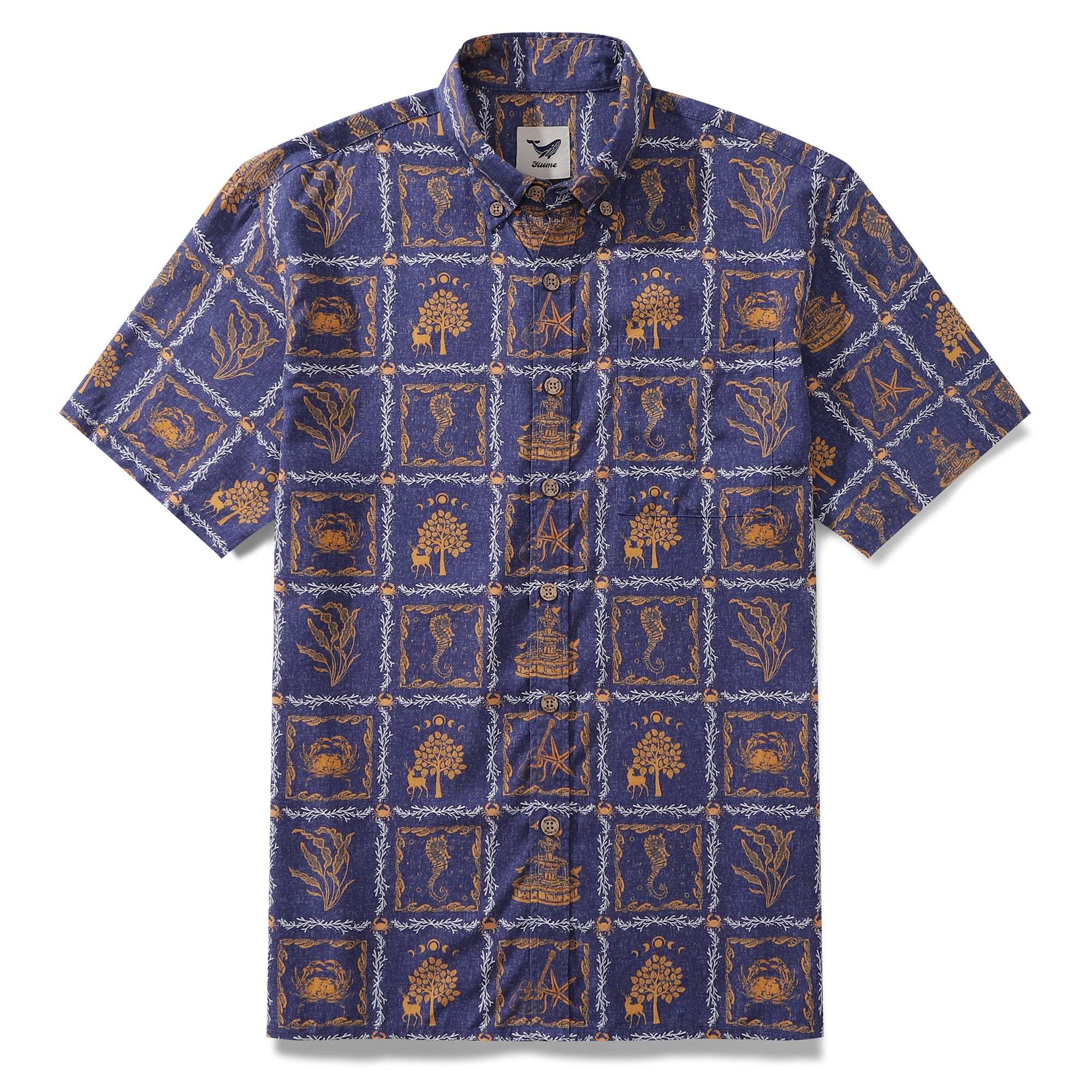 Men's Hawaiian Shirt Cancer Print Tencel™ Button-down Short Sleeve Aloha Shirt The 12 Zodiac Signs By Sherry