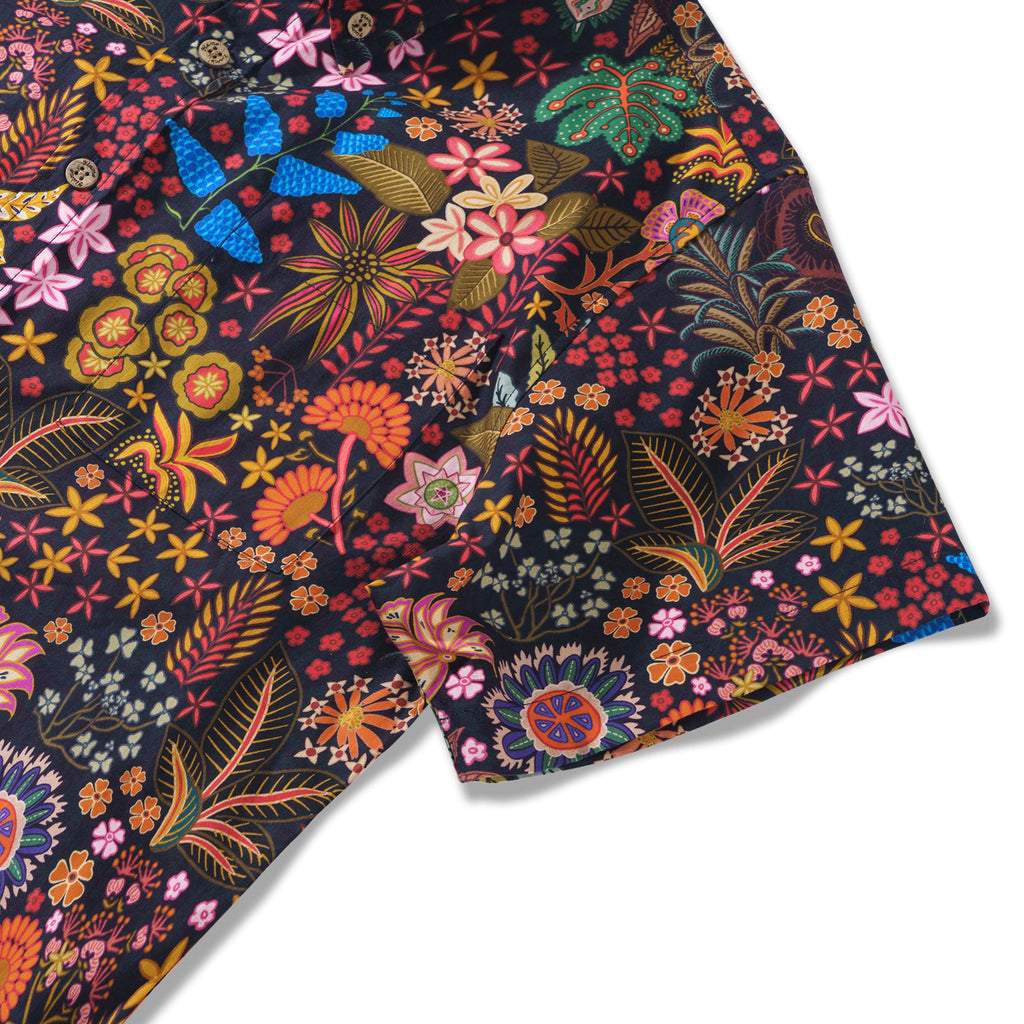 1950s Floral Hawaiian Shirt 100% Cotton Men's Short Sleeve Button-down Aloha Shirt Exquisite Floral Tapestry By Mo