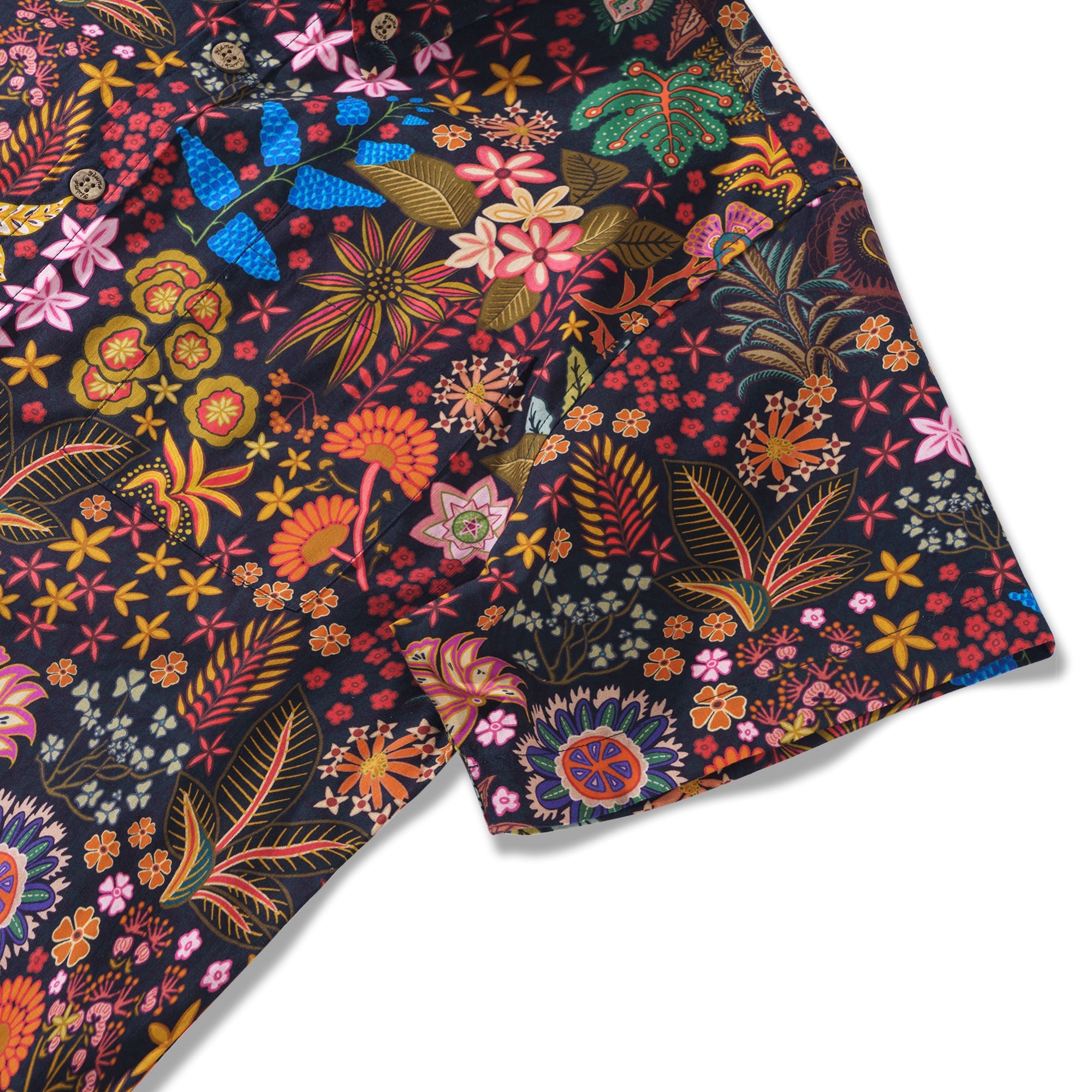 1950s Floral Hawaiian Shirt 100% Cotton Men's Short Sleeve Button-down Aloha Shirt Exquisite Floral Tapestry By Mo