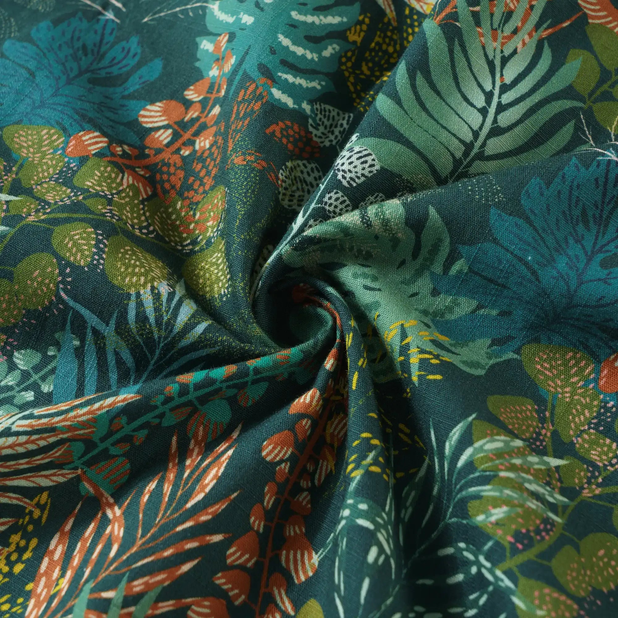 Men's Hawaiian Shirt Short Sleeve Button-down 100% Cotton Green Shirt Aloha Tropical Night Emerald Leaves By Annick