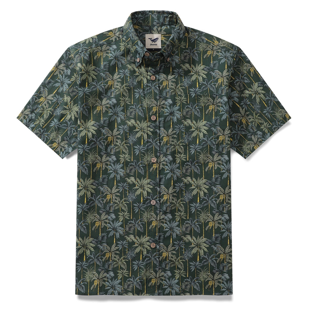 1950s Tropical Hawaiian Shirt For Men Rainforest Print Cotton Button Down Short Sleeve Shirt Tropical Rainforest By Sherry