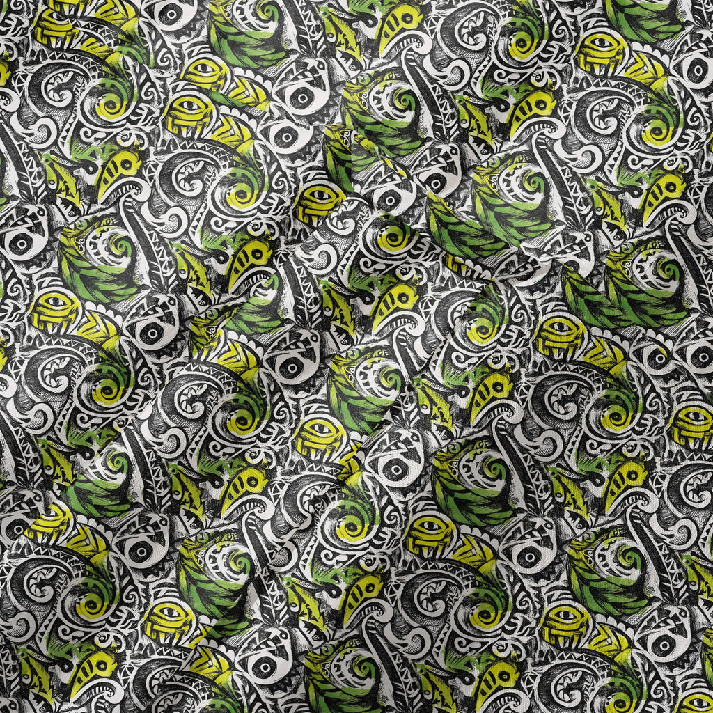 LeosWare® Men's Hawaiian Shirt Short Sleeve Button-up 100% Cotton Black Aloha Polynesian Totem By Ann