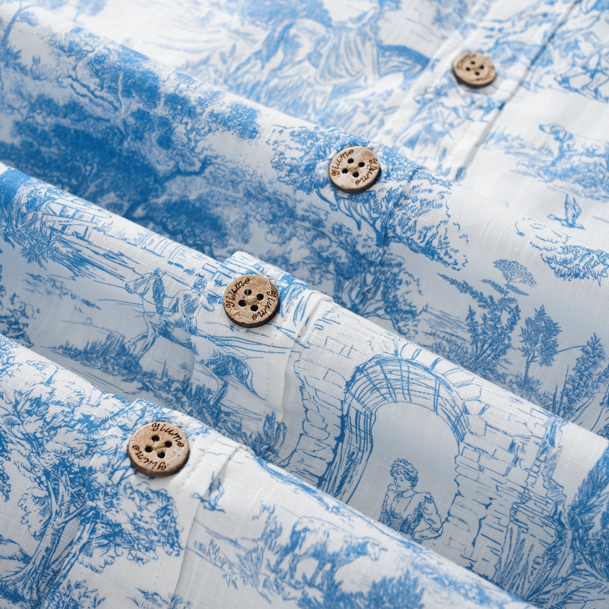 Men’s Wedding Guest Shirt – Blue Floral 100% Cotton Button-Down Hawaiian Shirt By Huan huan