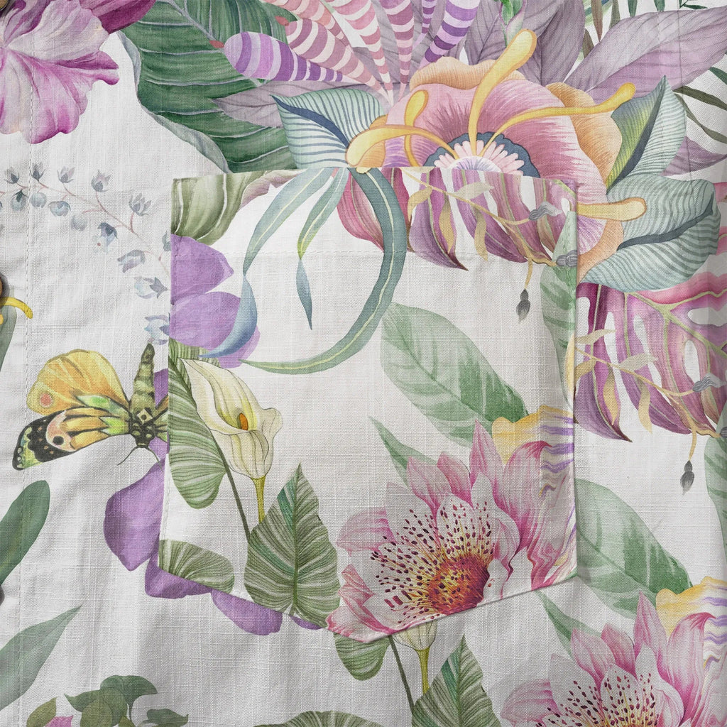 LeosWare® Chemise hawaïenne pour homme à manches courtes, boutonnée, 100% coton, Aloha Symphonie de Vitalité, Bouquet Floral par Huan huan