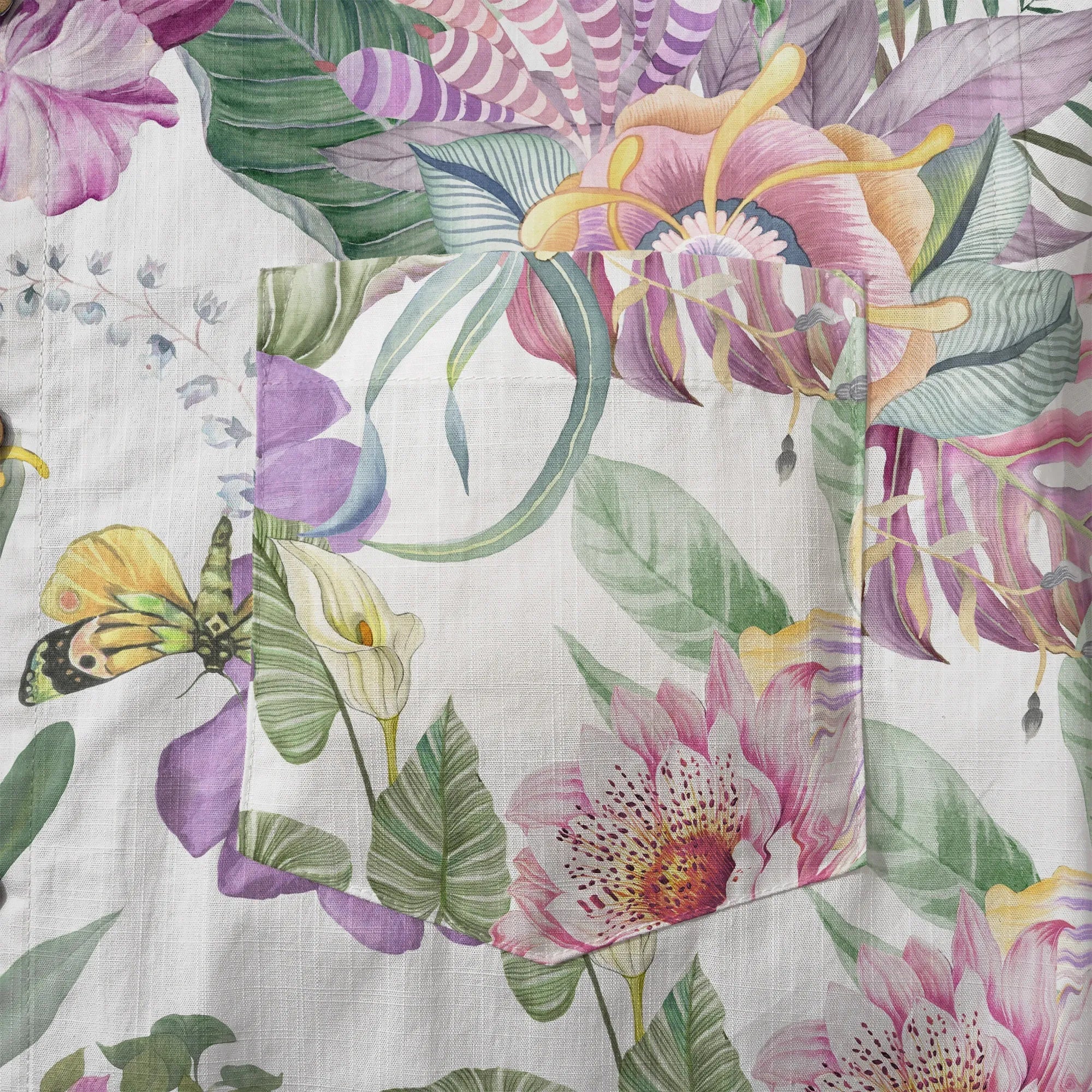 LeosWare® Chemise hawaïenne pour homme à manches courtes, boutonnée, 100% coton, Aloha Symphonie de Vitalité, Bouquet Floral par Huan huan