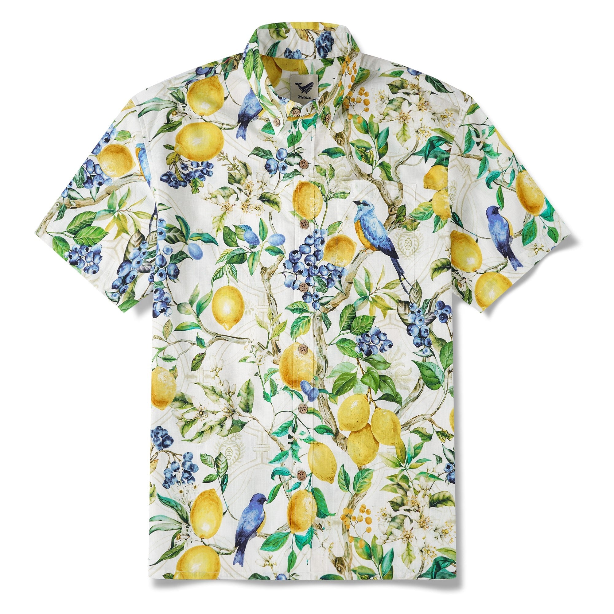 Men's Sicilian Lemon Shirt Button-down Hawaiian Shirt Short Sleeve 100% Cotton Sicilian Lemon Tree Fantasy By Huan huan