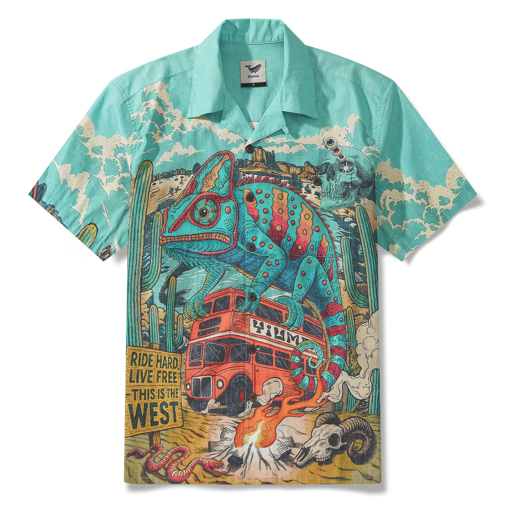 Chemise cubaine pour homme Yiume à manches courtes en coton 100 % chemise hawaïenne verte par Mo