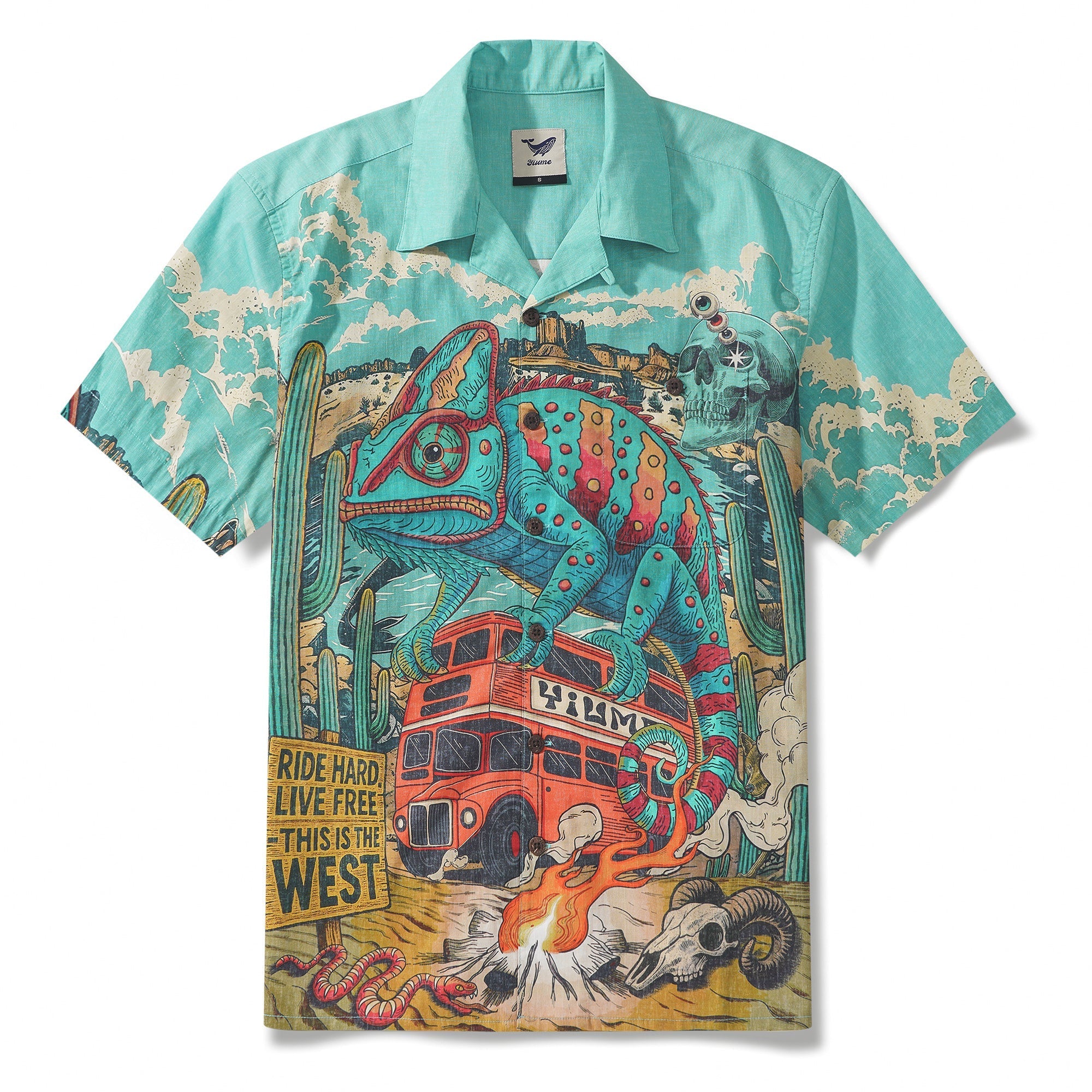 Chemise cubaine pour homme Yiume à manches courtes en coton 100 % chemise hawaïenne verte par Mo