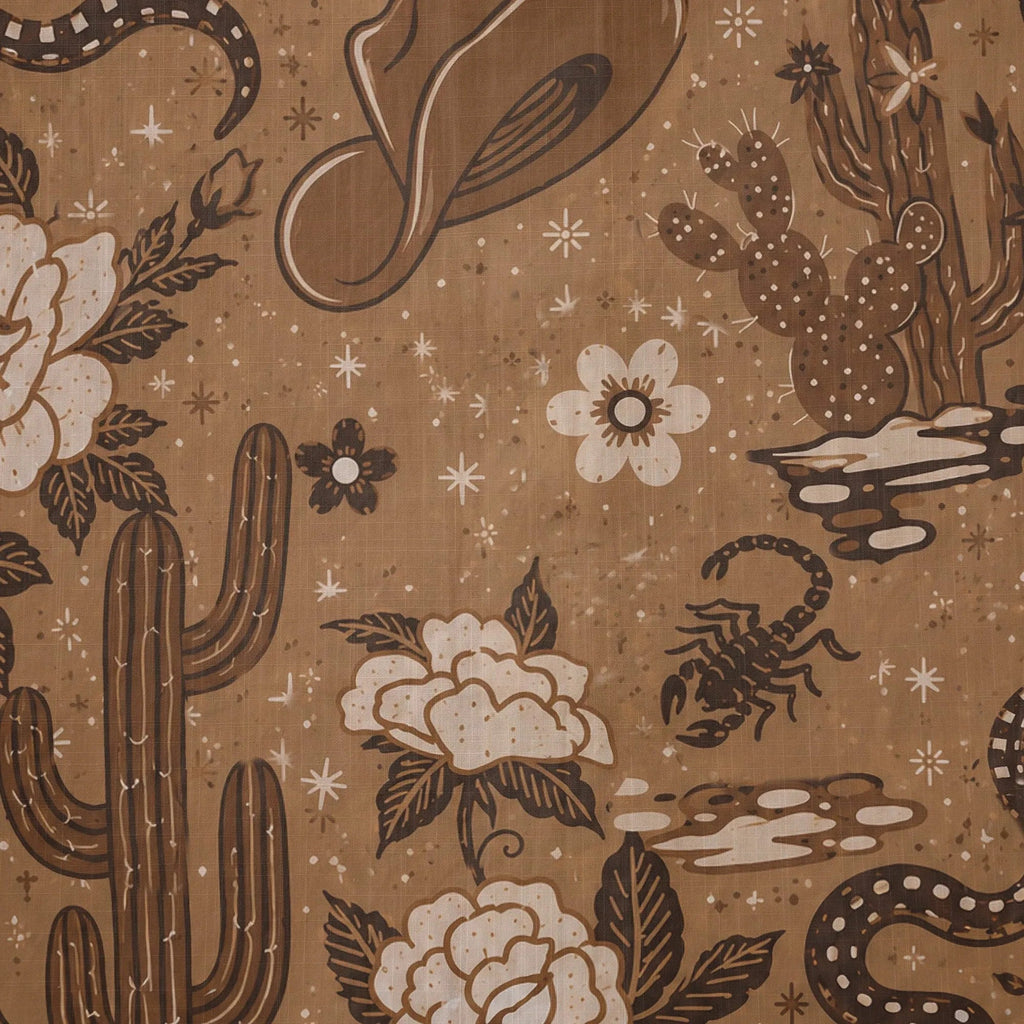 LeosWare® Men's Hawaiian Shirt Short Sleeve Button-up 100% Cotton Brown Aloha Wild West Desert Bloom By Huan Huan