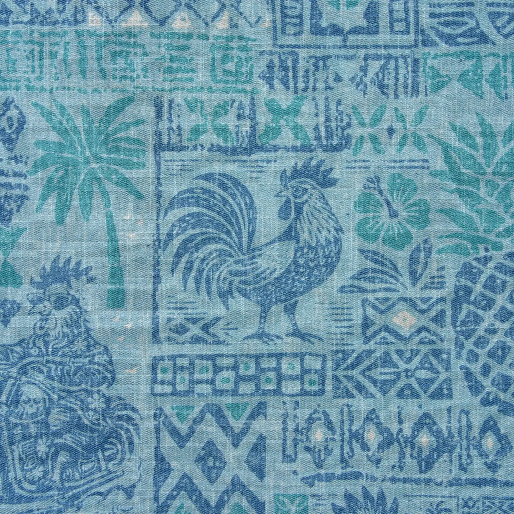 Men's Hawaiian Shirt Short Sleeve Button-down 100% Cotton Blue Rooster Aloha The Bone Voyage By Cigar