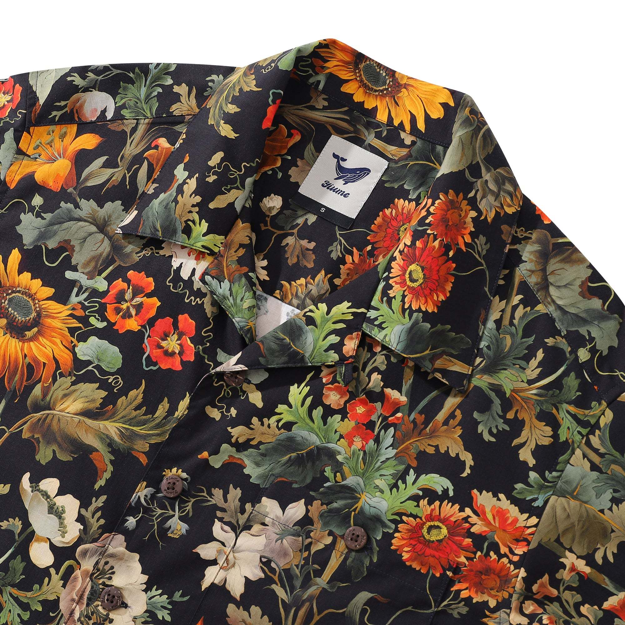 100% Cotton Hawaiian Shirt For Men Romantic Garden Camp Collar Shirt By Sherry