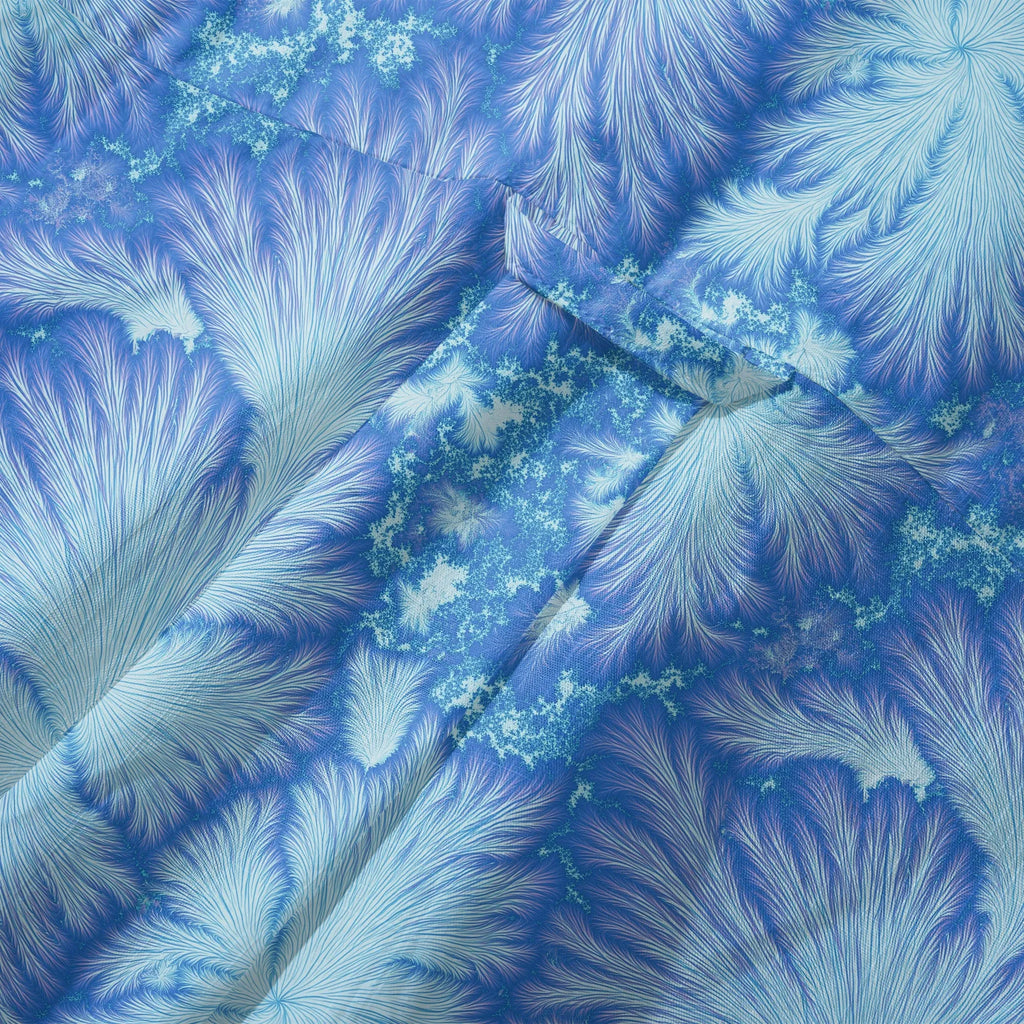 LeosWare® Men's Hawaiian Shirt Short Sleeve Button-up 100% Cotton Blue Aloha Ice Blue Feather Flame By Ann