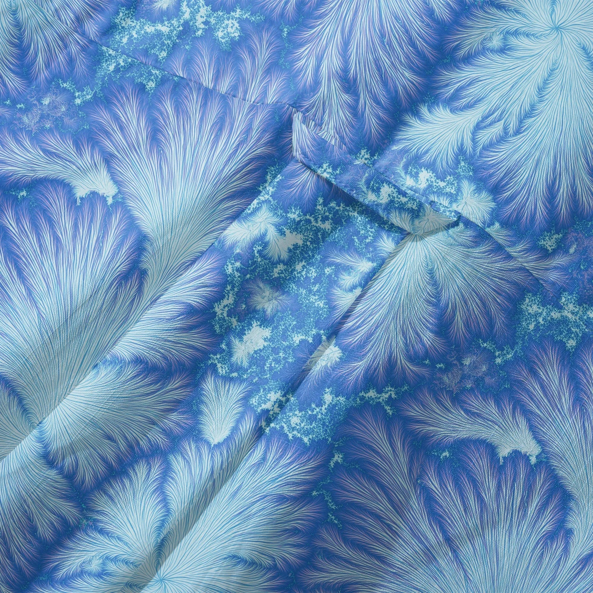 LeosWare® Men's Hawaiian Shirt Short Sleeve Button-up 100% Cotton Blue Aloha Ice Blue Feather Flame By Ann
