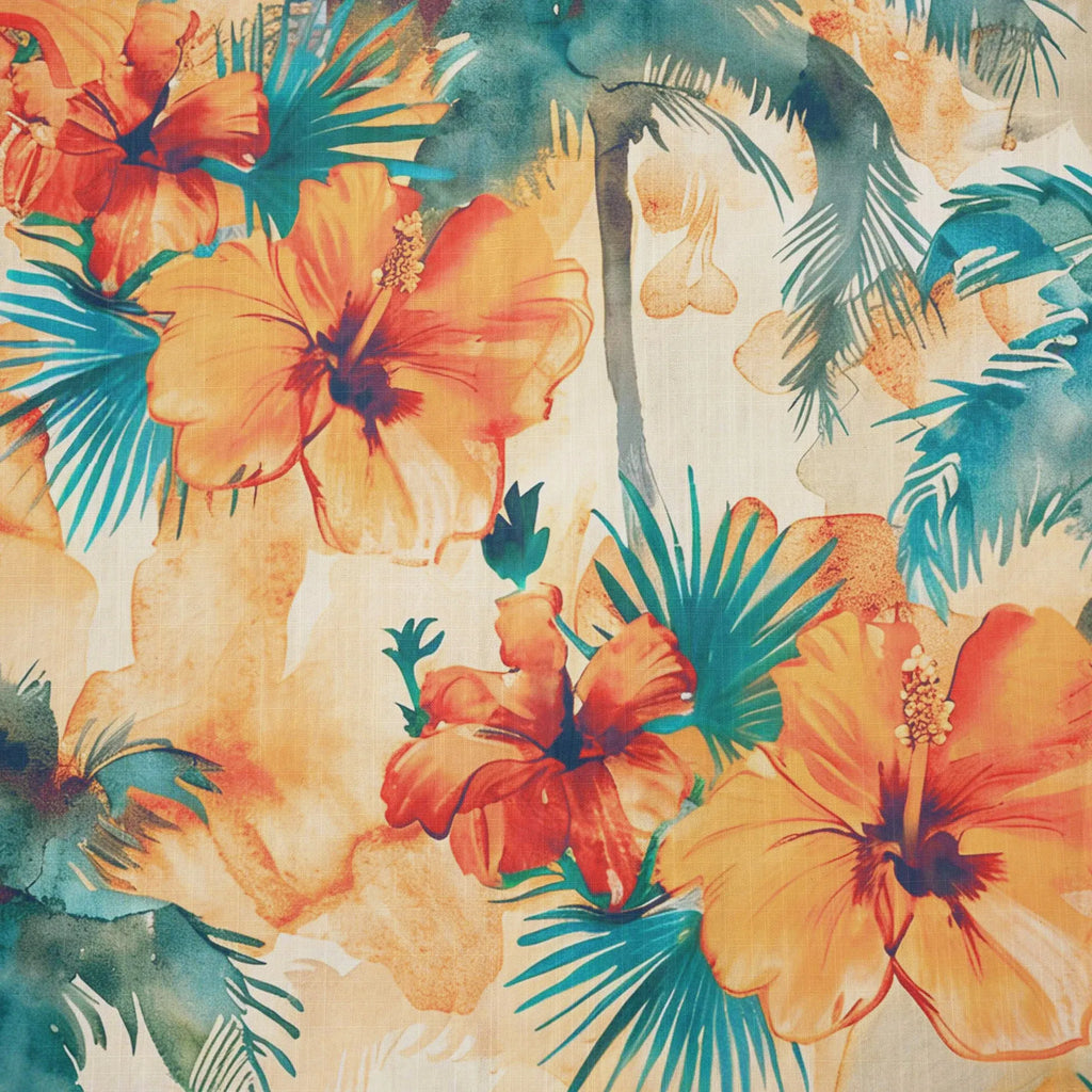 LeosWare® Men's Hawaiian Shirt Short Sleeve Button-up 100% Cotton Orange Aloha Sunset Orange Coconut Breeze By Ann