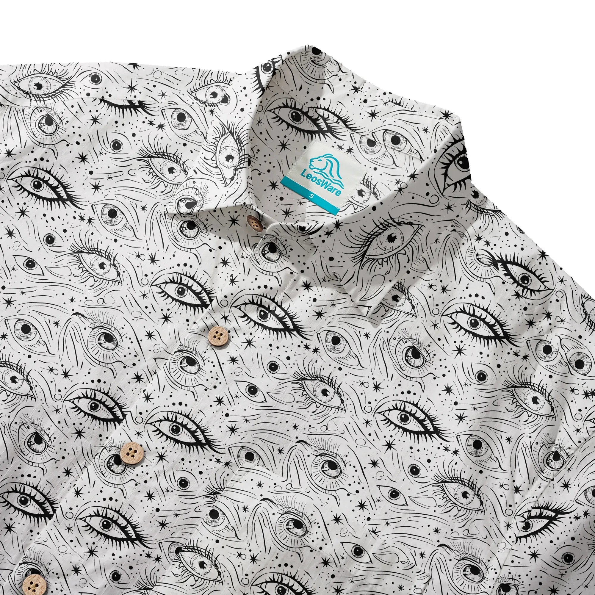 LeosWare® Chemise hawaïenne à manches courtes pour hommes 100 % coton blanche Aloha Starry Gaze Whispers par Ann