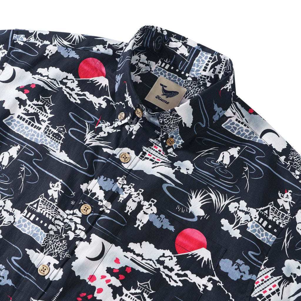 Ninja 100% Cotton Men's Short Sleeve Button-down Shirt White Aloha Hawaiian By Yakima