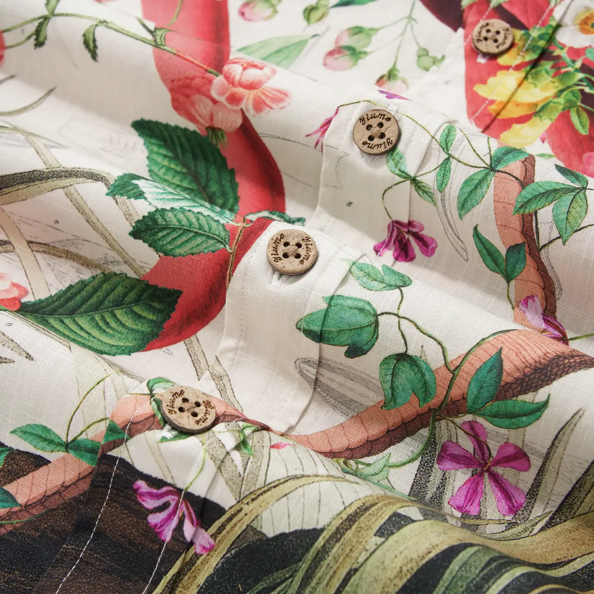 Men's Hawaiian Shirt Short Sleeve Button-down 100% Cotton Flower Floral Aloha Flamboyant Flamingo Blooms By Mo