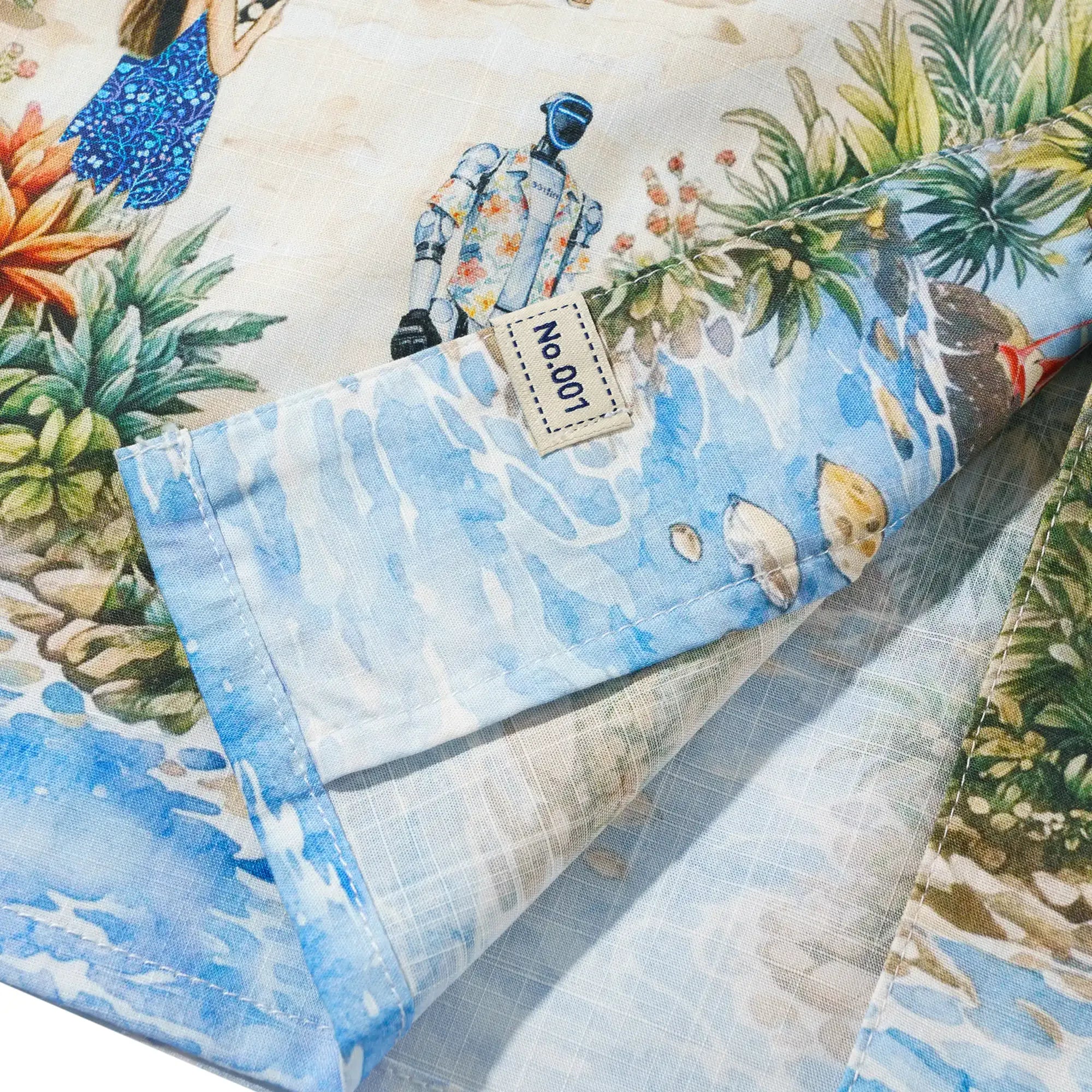 4th Anniversary Men's Hawaiian Shirt Short Sleeve Camp Collar 100% Cotton Blue Aloha Yiume Dream By The Coast By Huan huan