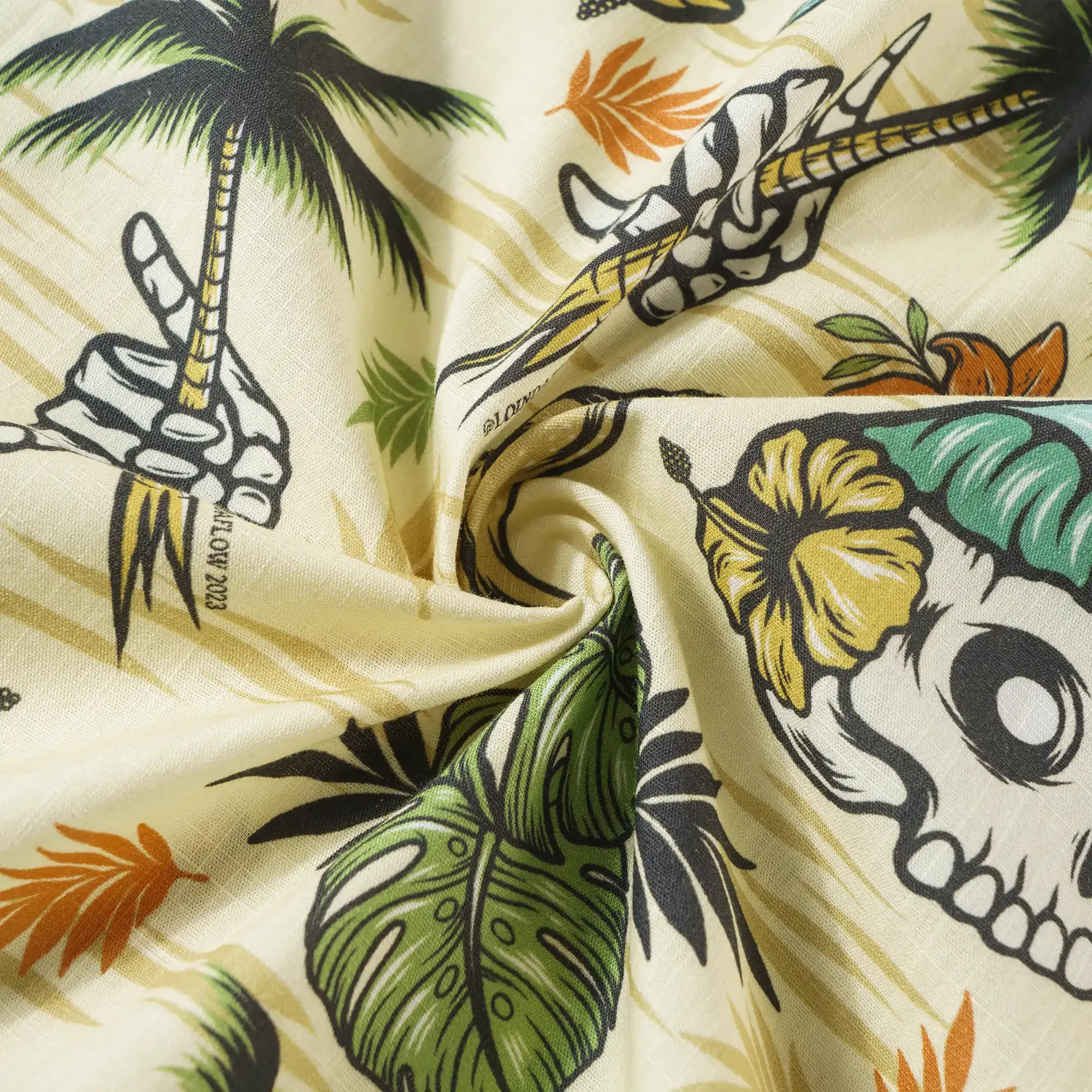 Men's Tropical Hawaiian Shirt 1990s Vintage Skull Shirt Short Sleeve Button-down100% Cotton Green Shirt Aloha Tropical Wilderness Skull By Laihha Organna