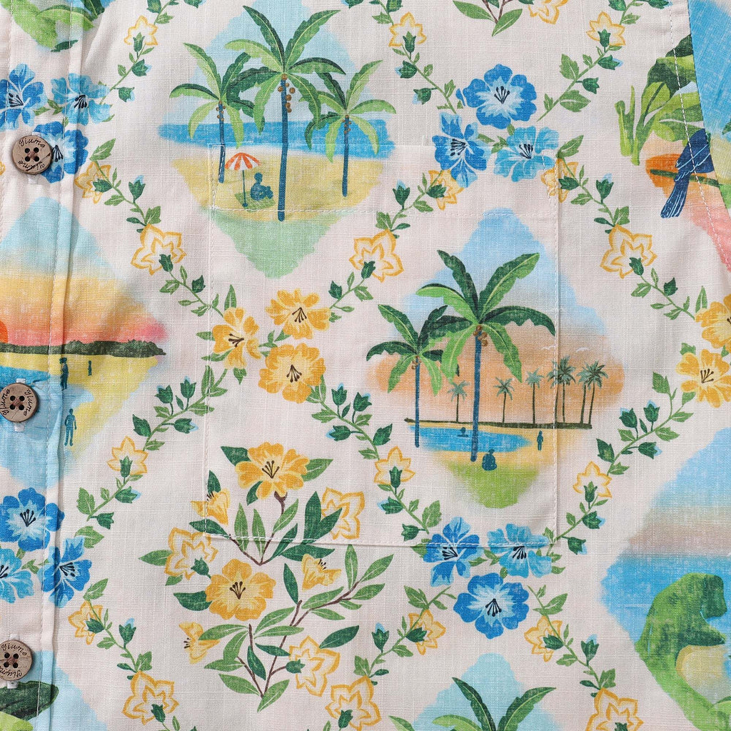 Hawaiian Shirt For Men Hawaiian Scenery Button-down Shirt Short Sleeve 100% Cotton Shirt By Sherry