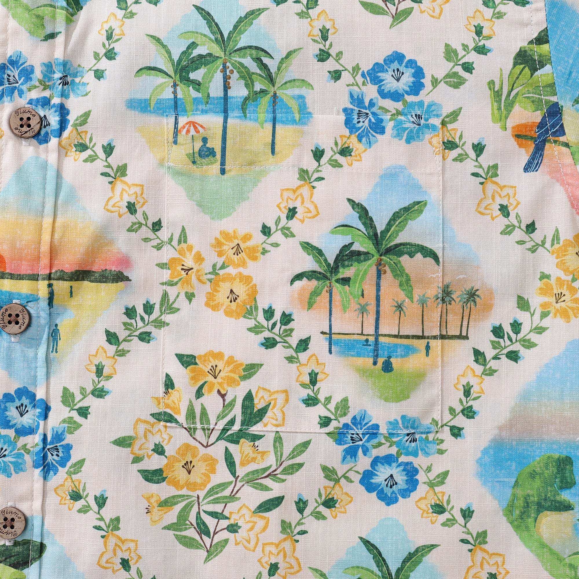 Hawaiian Shirt For Men Hawaiian Scenery Button-down Shirt Short Sleeve 100% Cotton Shirt By Sherry