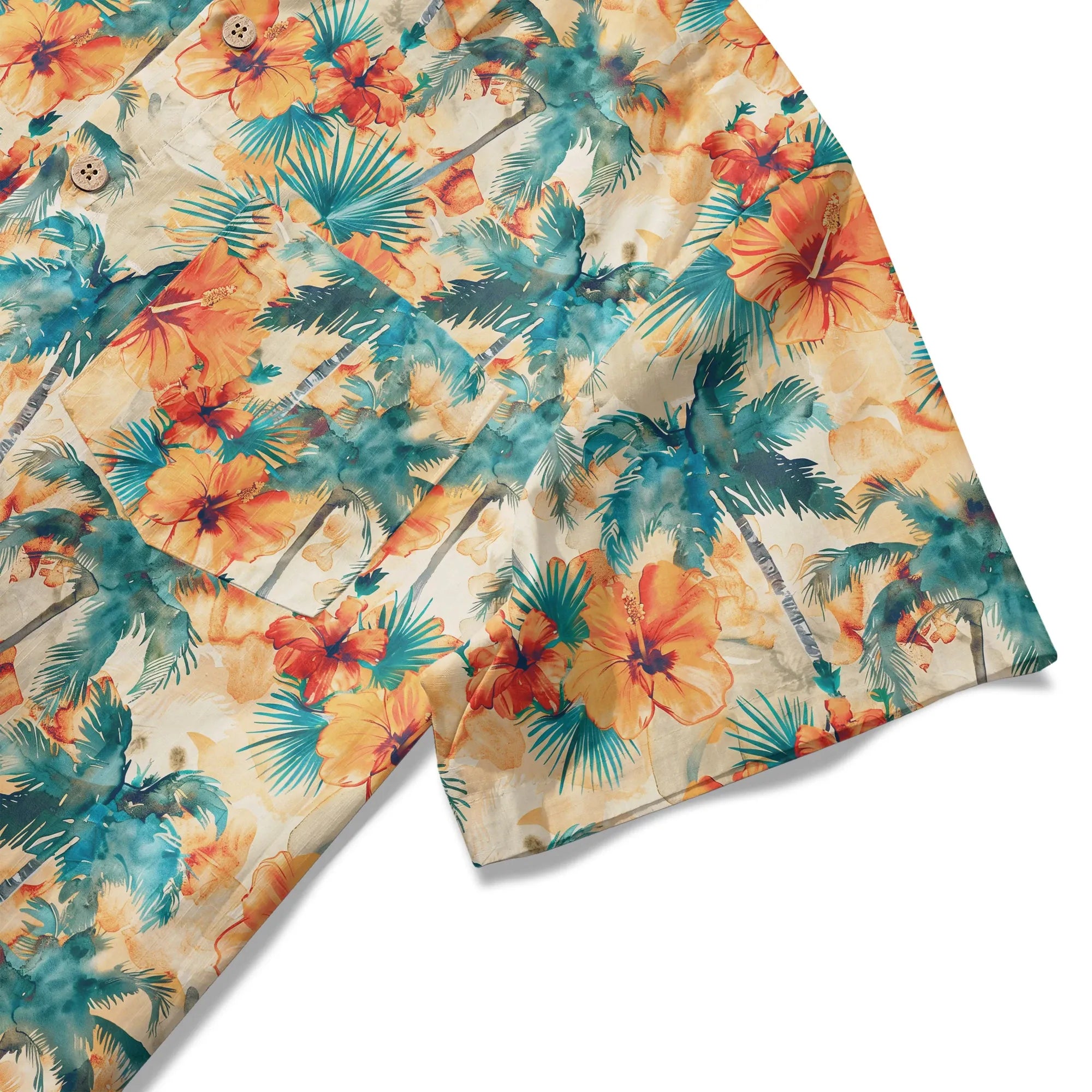 LeosWare® Men's Hawaiian Shirt Short Sleeve Button-up 100% Cotton Orange Aloha Sunset Orange Coconut Breeze By Ann
