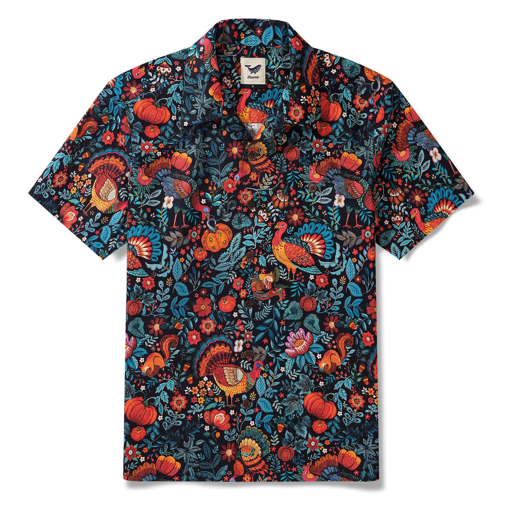 Thanksgiving Gift Men's Hawaiian Shirt Short Sleeve Camp Collar 100% Cotton Green Aloha Grateful Aloha By Zeke