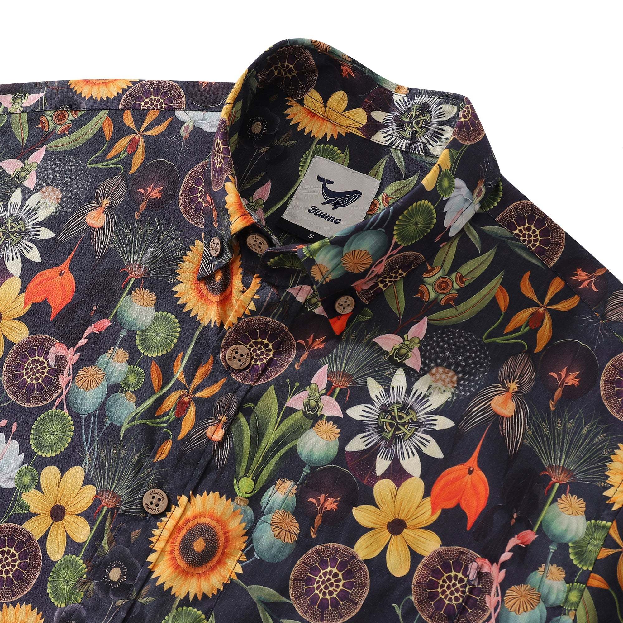 1930s Floral Hawaiian Shirt For Men Sunflower Shirt 100% Cotton Short Sleeve Button-down Dress Shirt By Mo