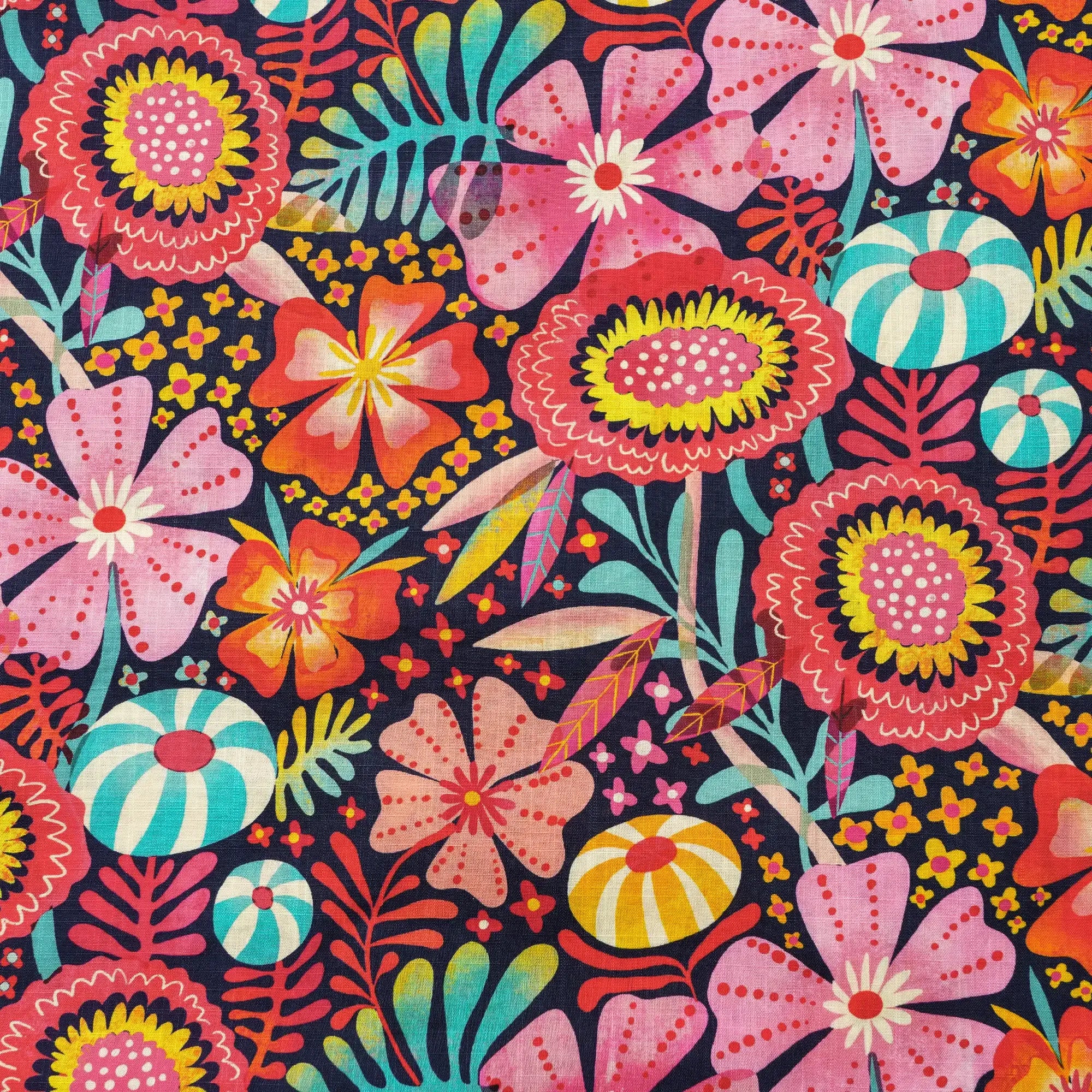 Men's Hawaiian Shirt Short Sleeve Camp Collar 100% Cotton Blue Aloha Multicolor Super Bloom By Uta Krogmann