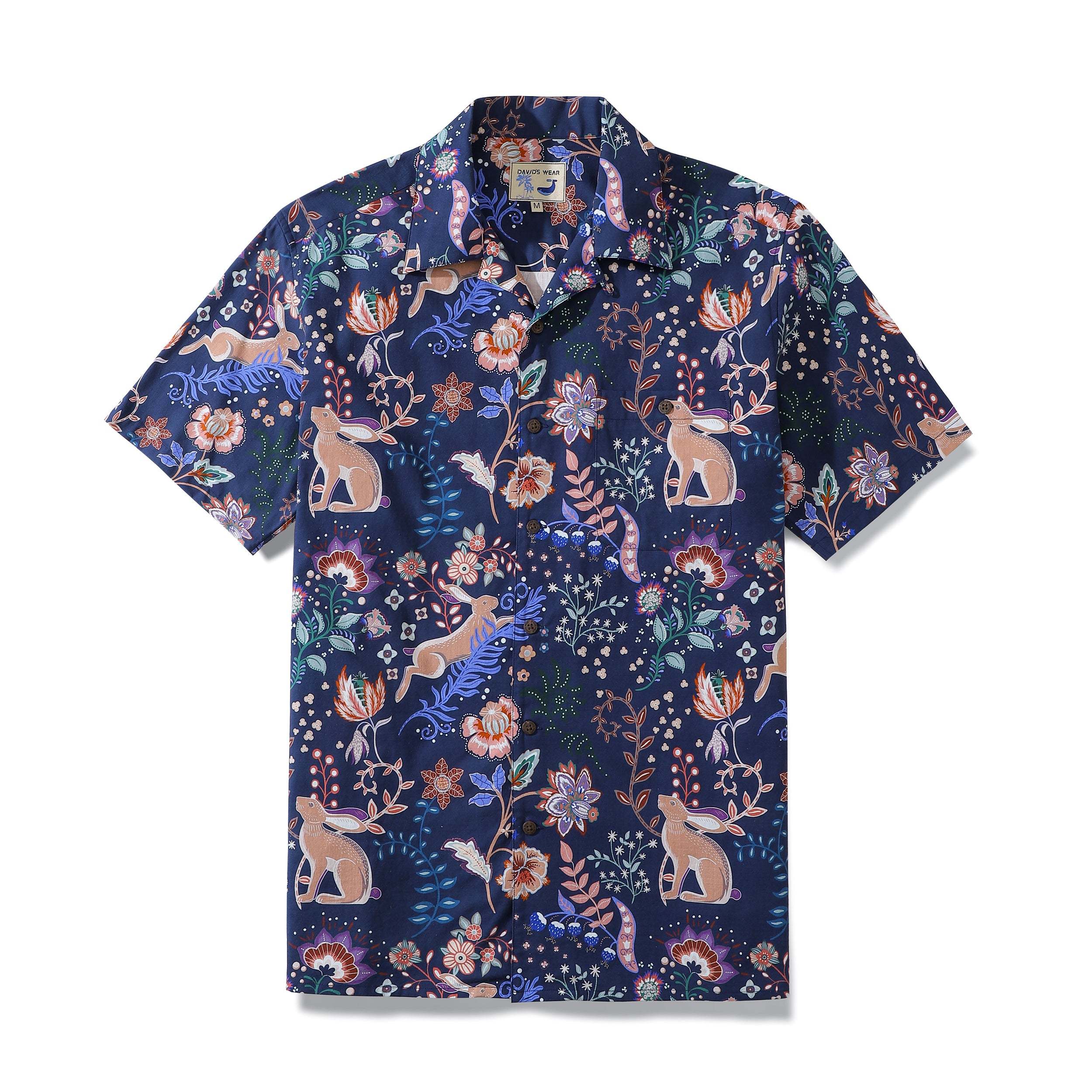 Easter Day Gift Men's Hawaiian Shirt Happy Rabbit Coconut Button Camp Aloha Shirt By Sylvia