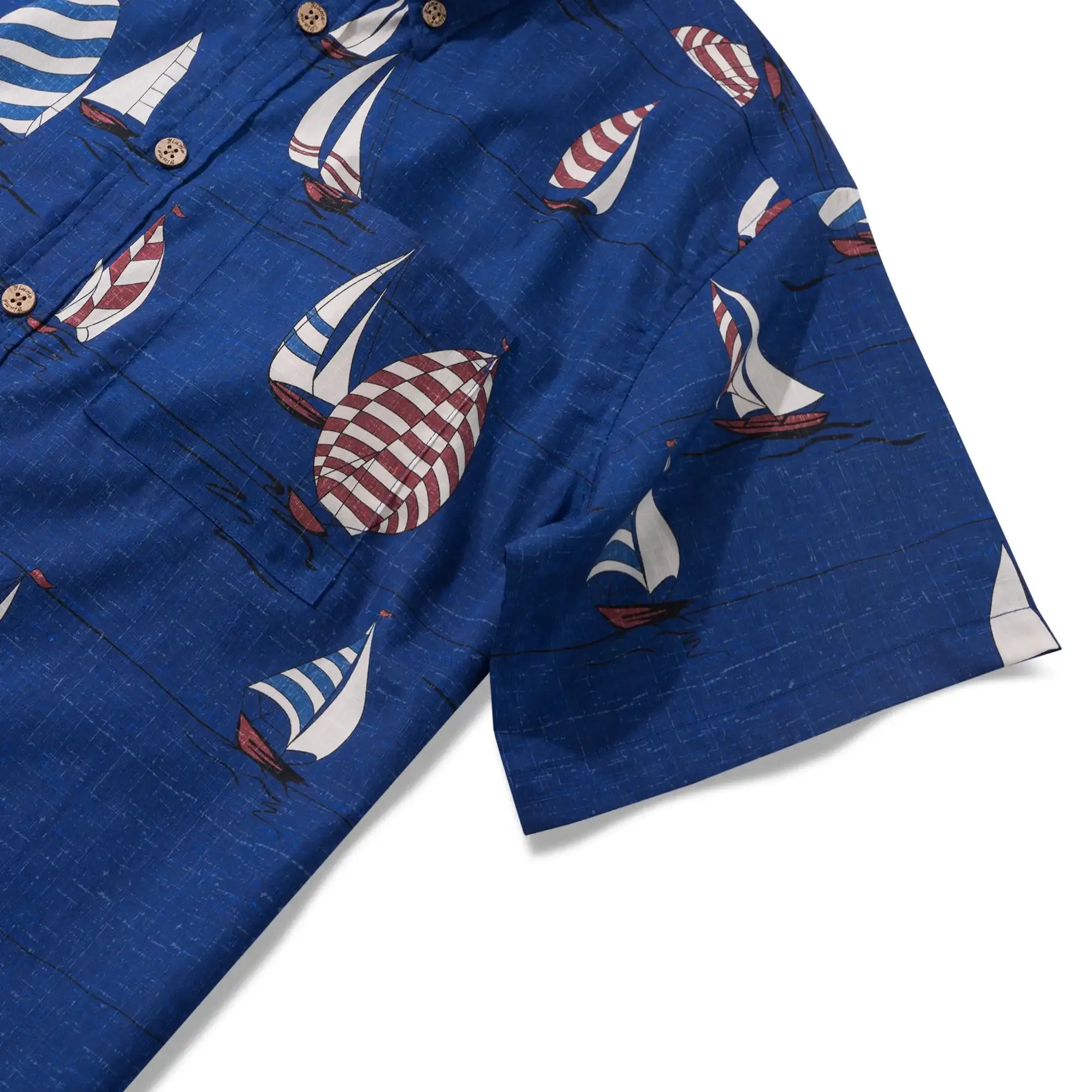 Men's Hawaiian Shirt Short Sleeve Button-down 100% Cotton Blue Aloha Sail into the Horizon By Huan huan