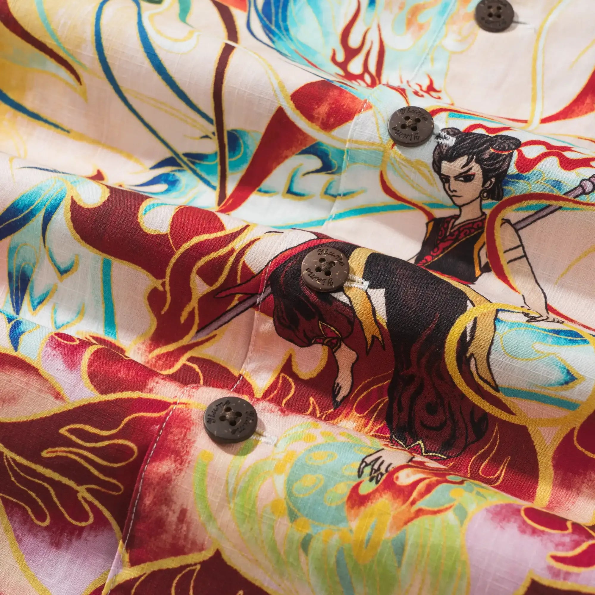 Men's Hawaiian Shirt Short Sleeve Camp Collar 100% Cotton Blue Aloha Nezha Conquers the Dragon King Eastern Legend By Huan huan