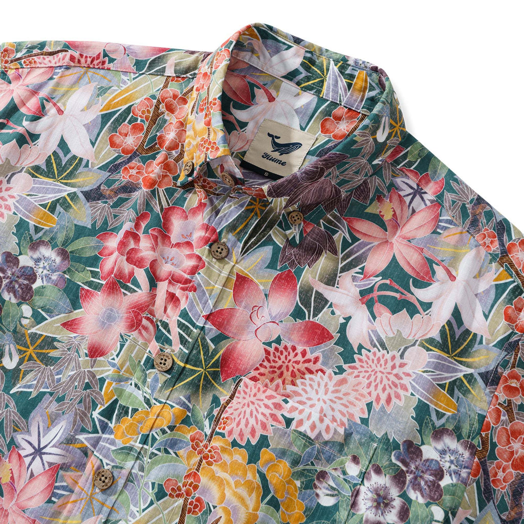 Hawaiian Shirt For Men Sakura Blossom Button-down Shirt Short Sleeve 100% Cotton Aloha Shirt By Cigar