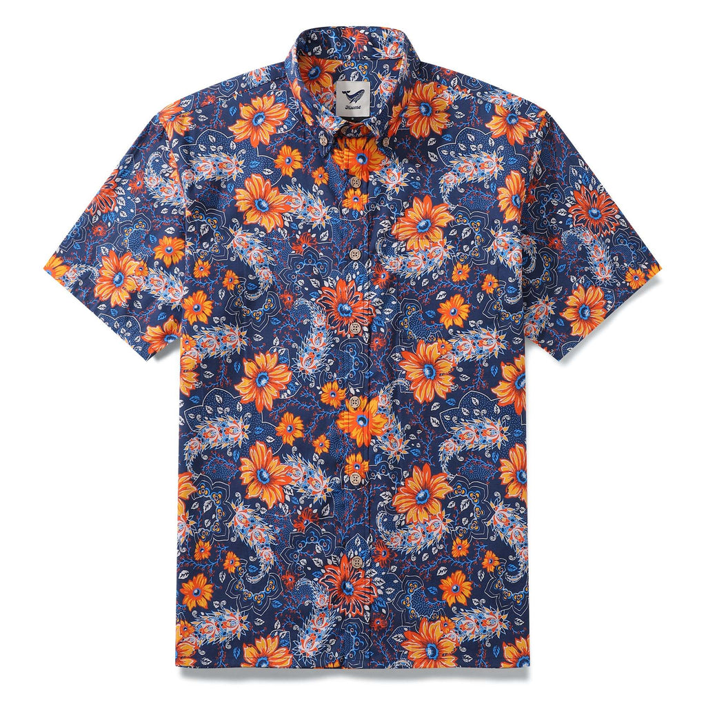 Hawaiian Shirt For Men Sunset Garden Button-down Shirt Short Sleeve 100% Cotton Shirt By Seven