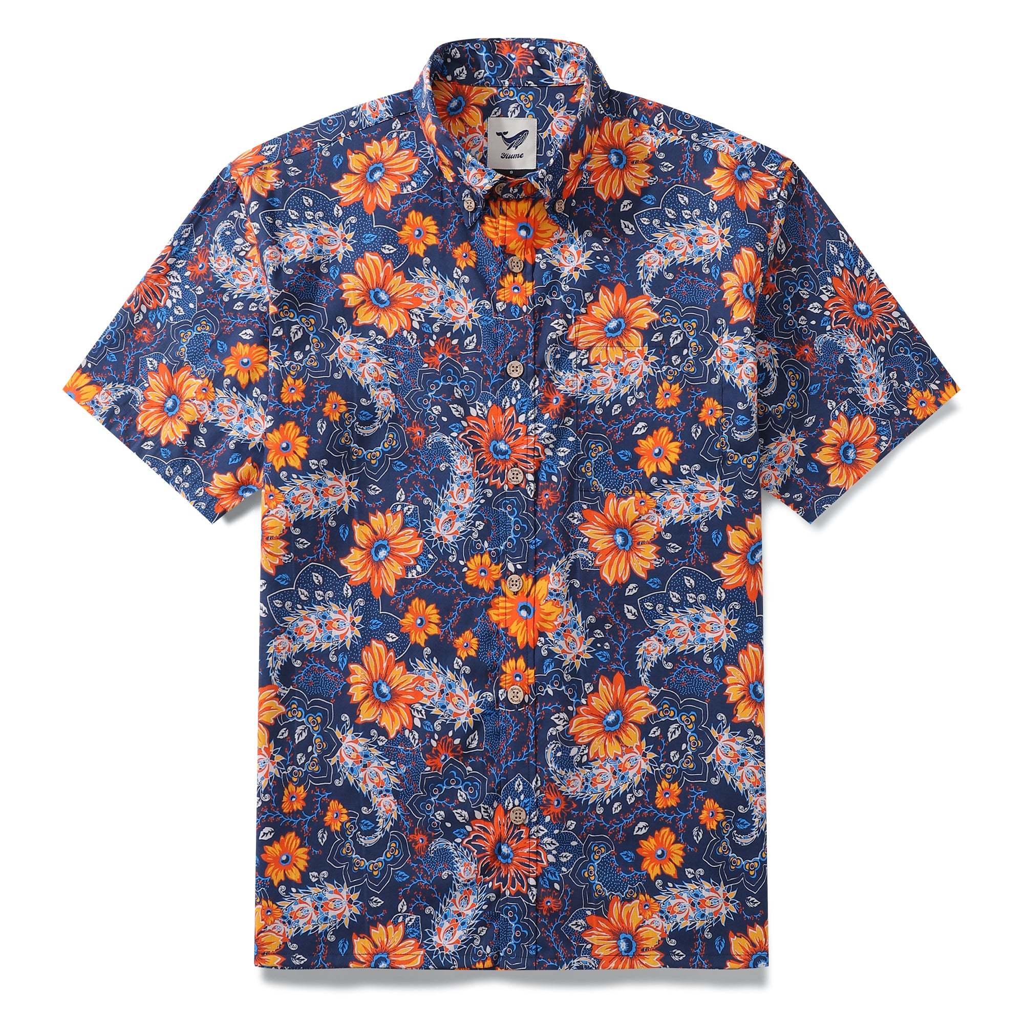 Hawaiian Shirt For Men Sunset Garden Button-down Shirt Short Sleeve 100% Cotton Shirt By Seven
