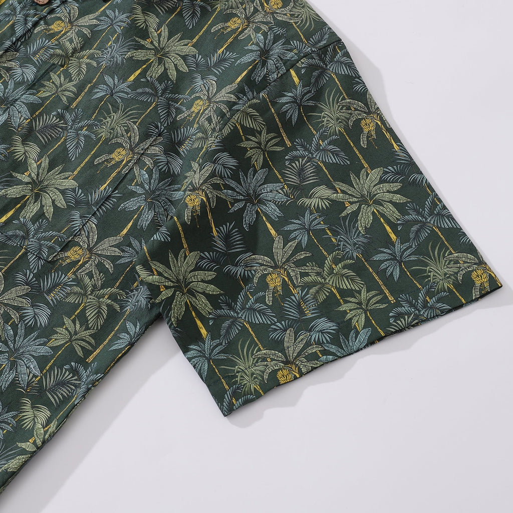 1950s Tropical Hawaiian Shirt For Men Rainforest Print Cotton Button Down Short Sleeve Shirt Tropical Rainforest By Sherry