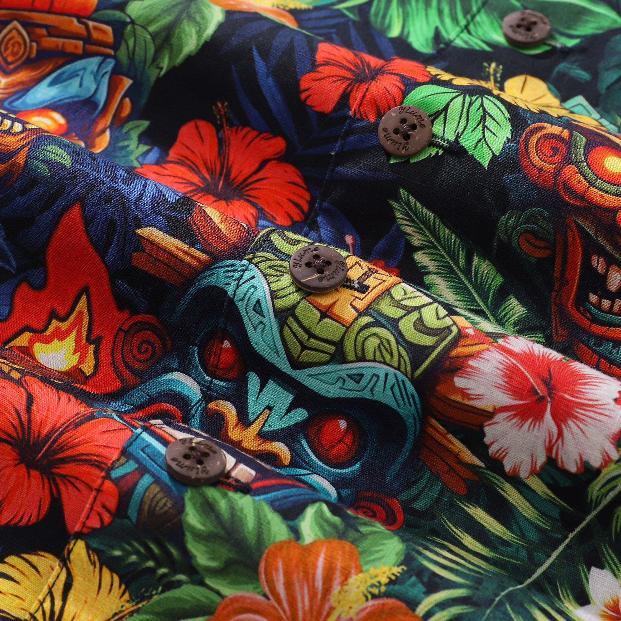 Authentic Hawaiian Shirt For Men 1940s Vintage TIKI BAR Shirt Camp Collar By Yakima