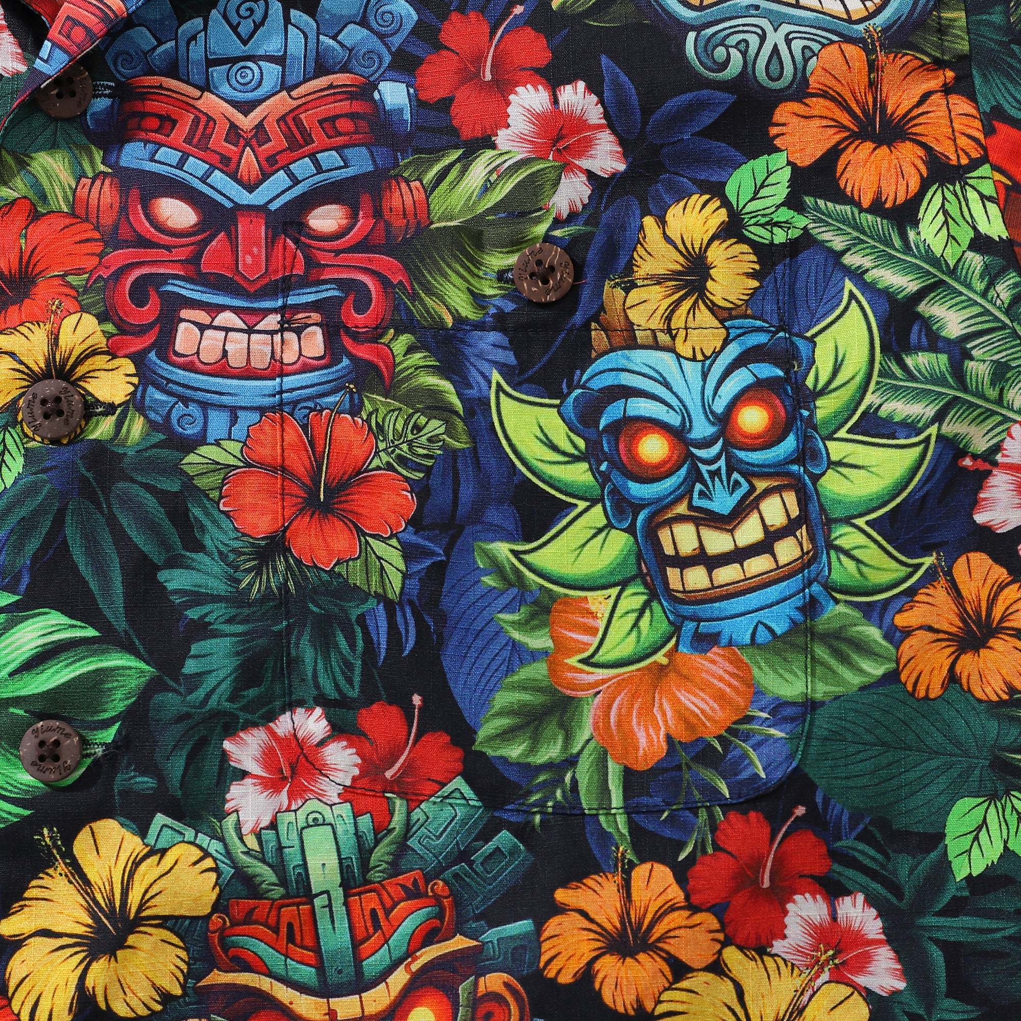 Authentic Hawaiian Shirt For Men 1940s Vintage TIKI BAR Shirt Camp Collar By Yakima