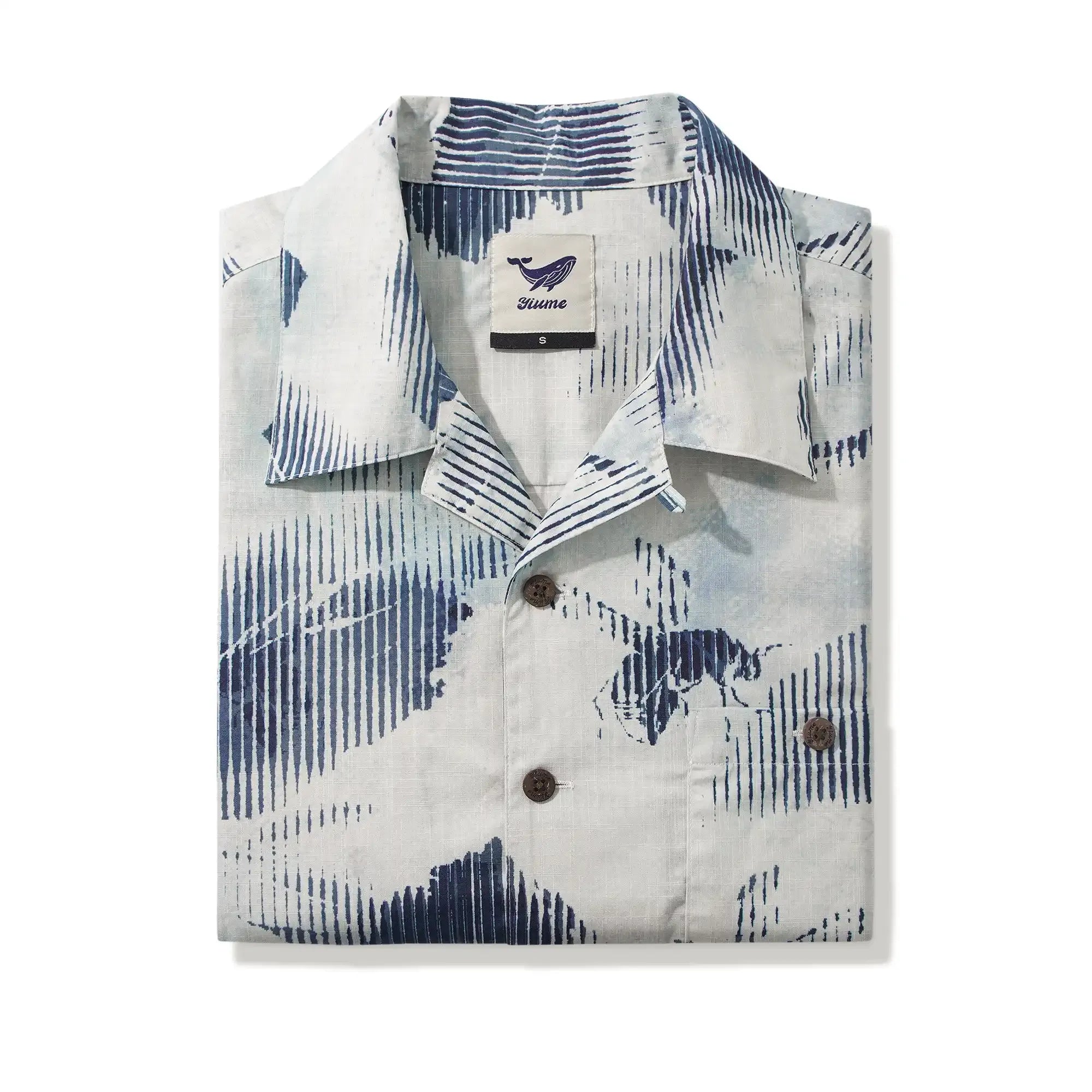 Bee Floral Men's Hawaiian Shirt Short Sleeve Camp Collar 100% Cotton Blue Aloha Floral Whispers In Halftone By Yeti
