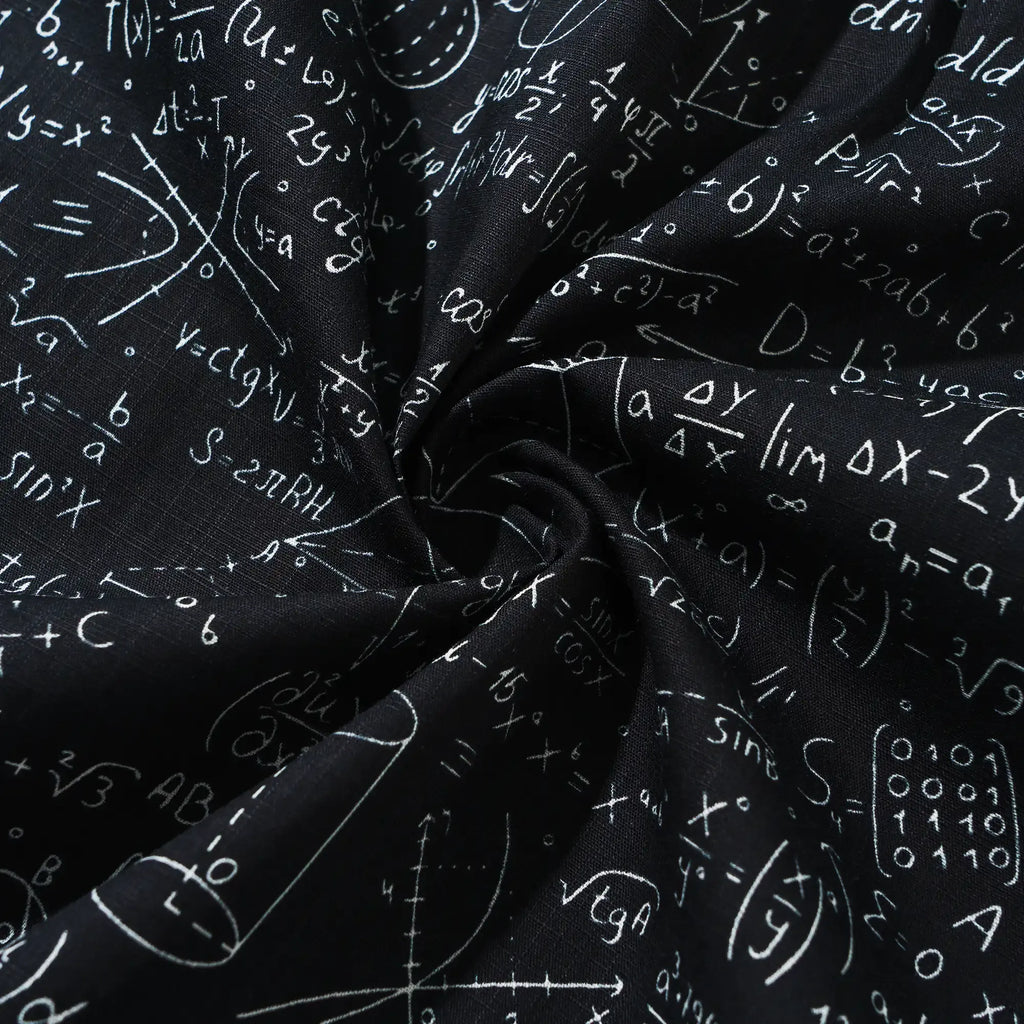 Geek Chic Men's Hawaiian Shirt Short Sleeve Button-down 100% Cotton Black Aloha The Problem Solver Math Formula Physics Equation Science Chalkboard By Yana
