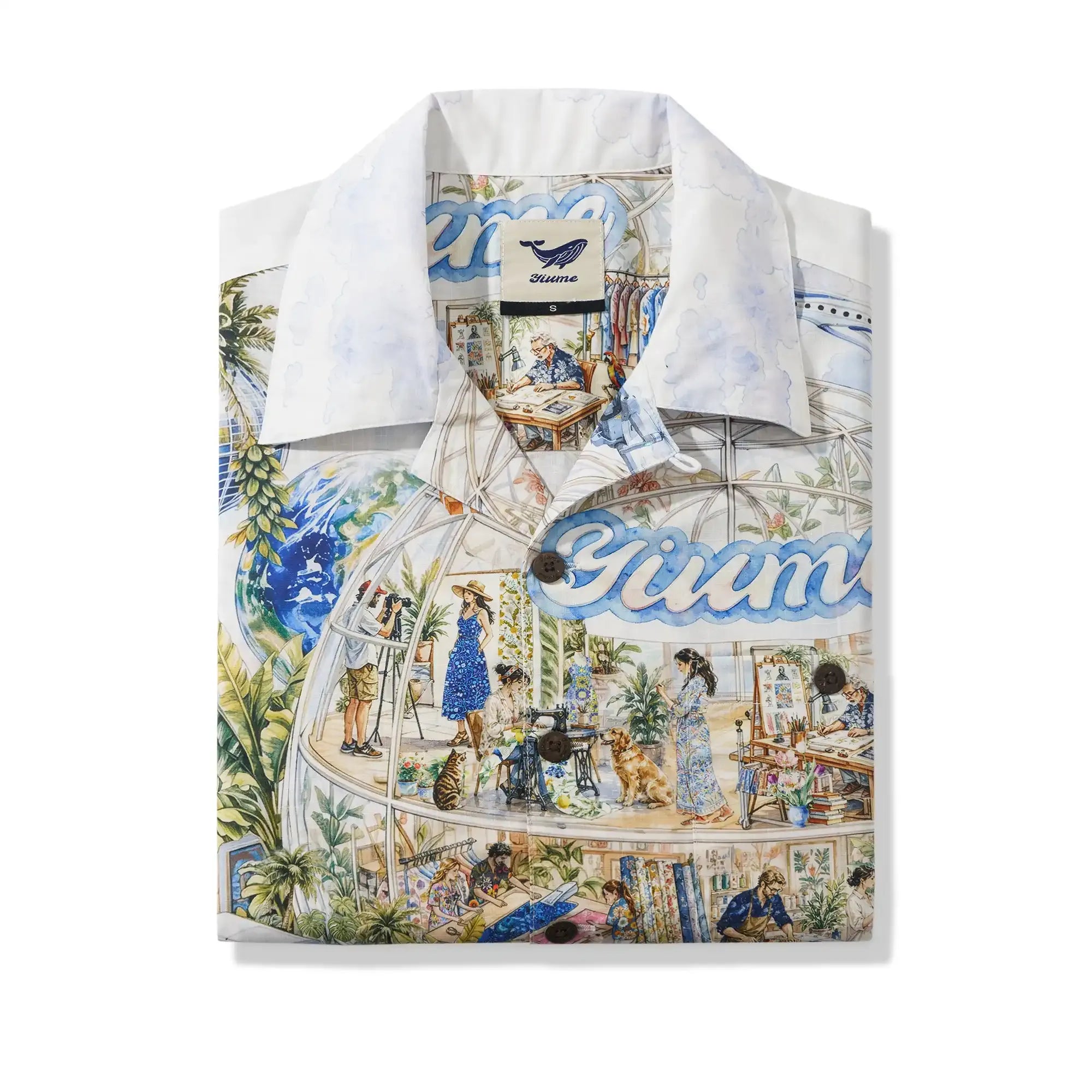 4th Anniversary Men's Hawaiian Shirt Short Sleeve Camp Collar 100% Cotton Blue Aloha Yiume Dream By The Coast By Huan huan