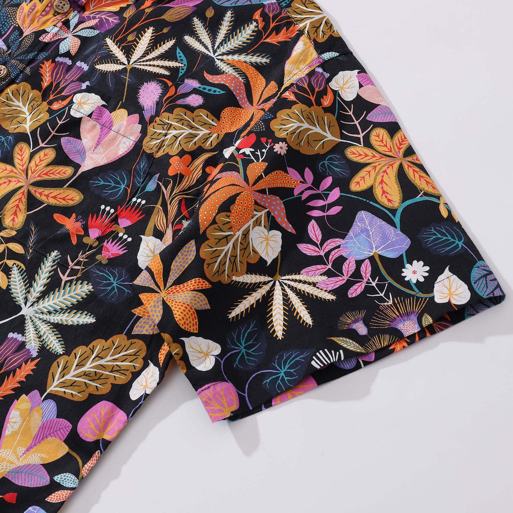 1950s Floral Hawaiian Shirt For Men Gardenia Cotton Button-down Short Sleeve Print Shirt Gardenia By Rachel Parker