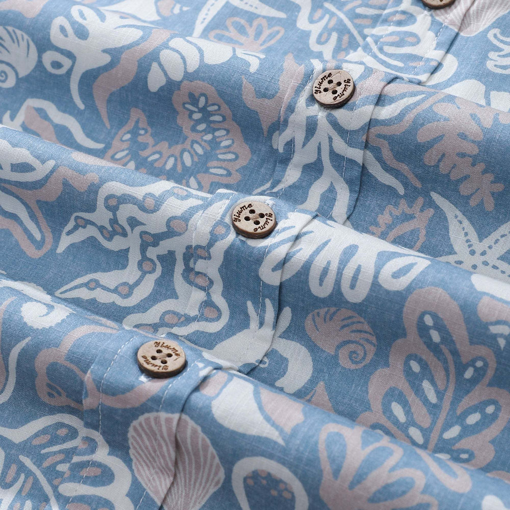 Men's Marine Life Shirt  Button-down 100% Cotton Blue Shirt Hawaiian Shirt Aloha Ocean-themed Silhouettes By Amy