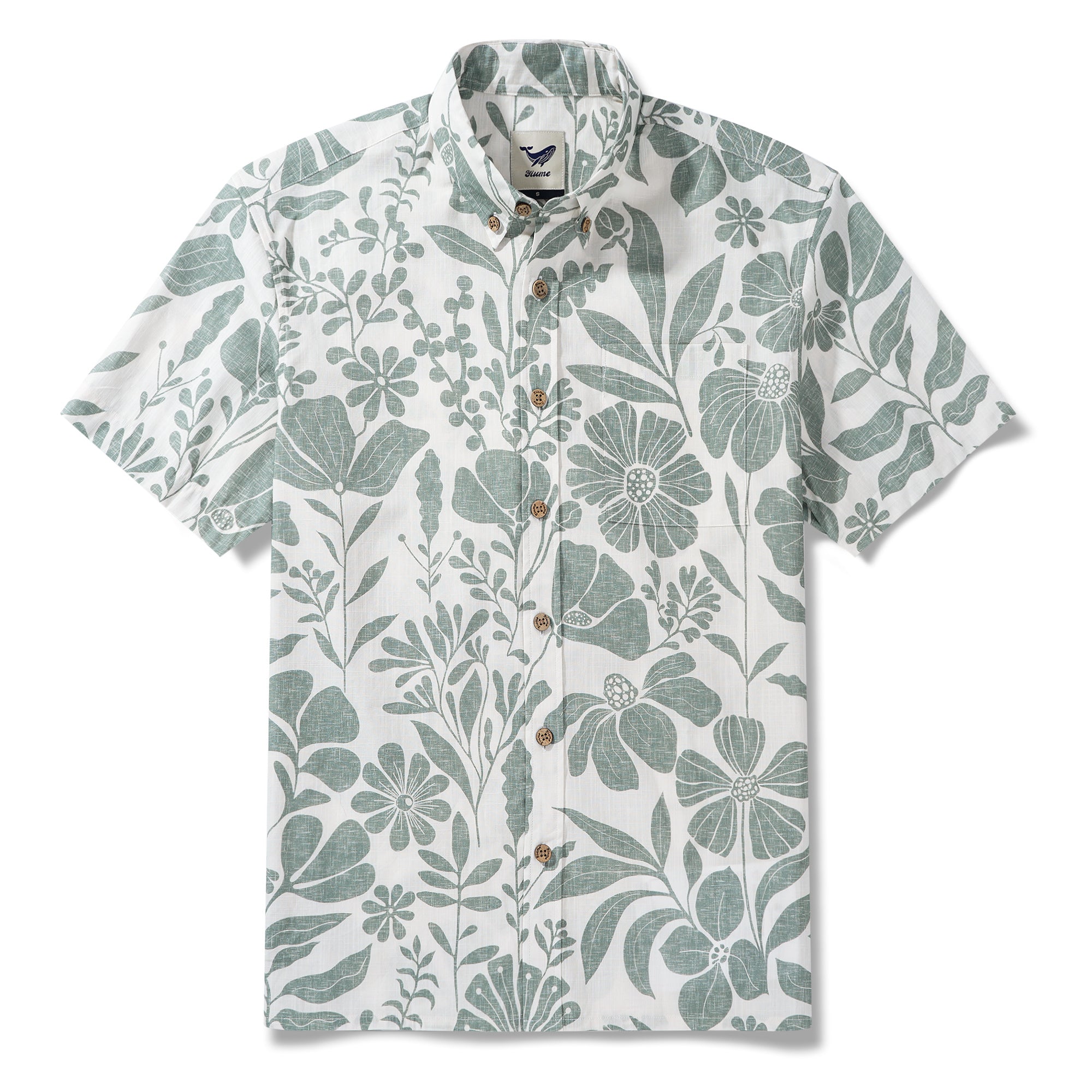 Men’s Breathable Shirt Green Floral Hawaiian Shirt – Wrinkle Free Shirt Button-Down Short Sleeve Shirt By Huan huan